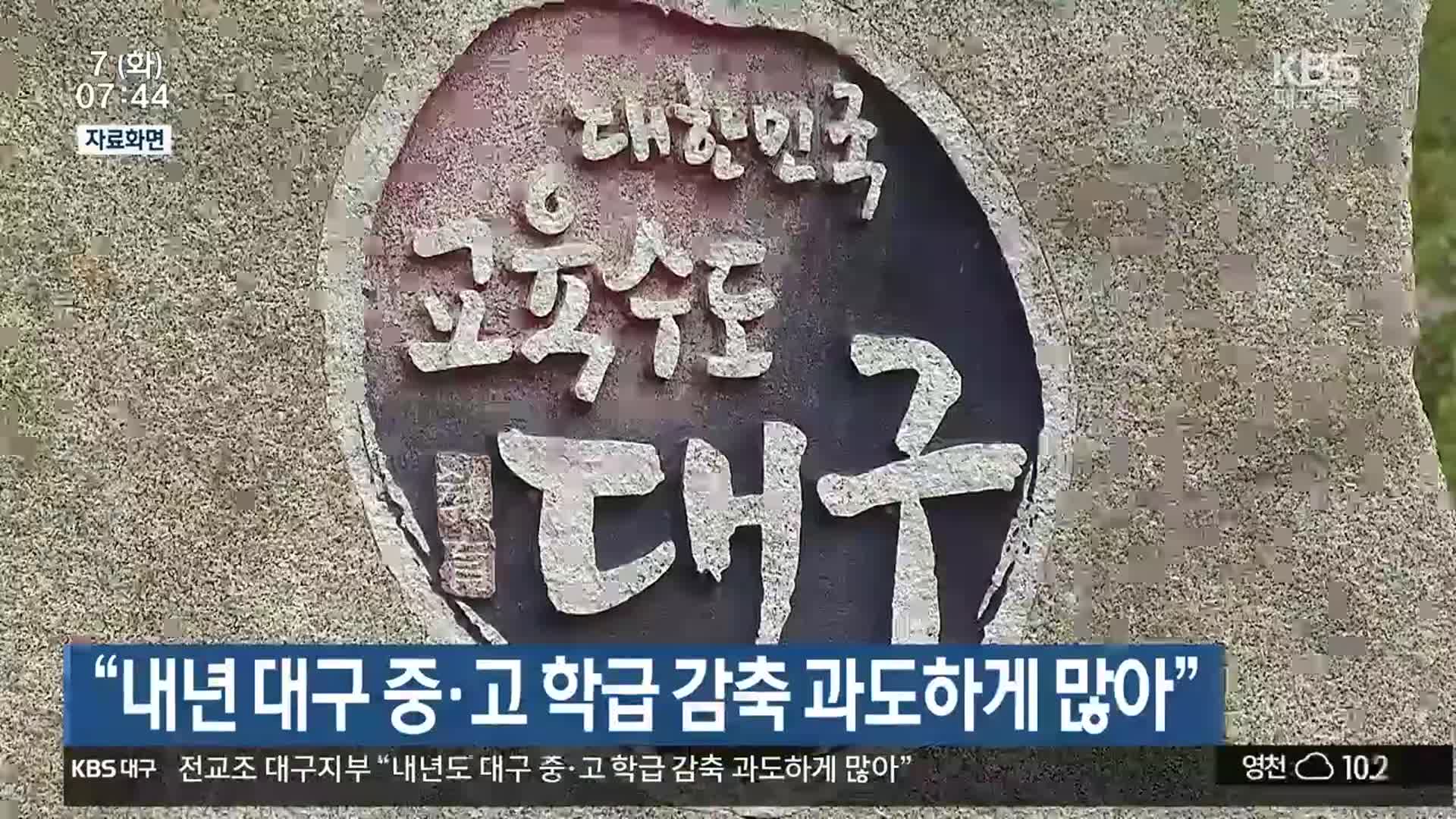 “내년 대구 중·고 학급 감축 과도하게 많아”