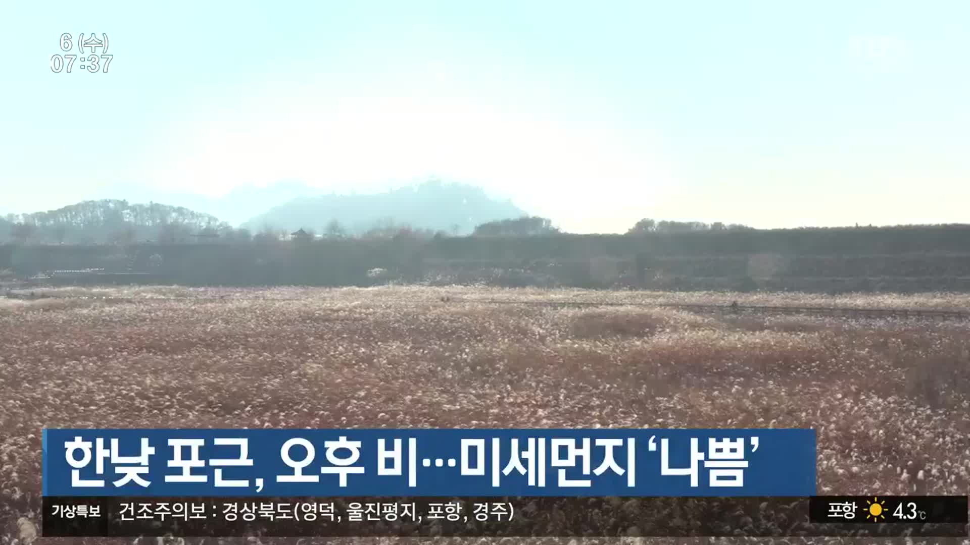 대구·경북 한낮 포근, 오후 비…미세먼지 ‘나쁨’