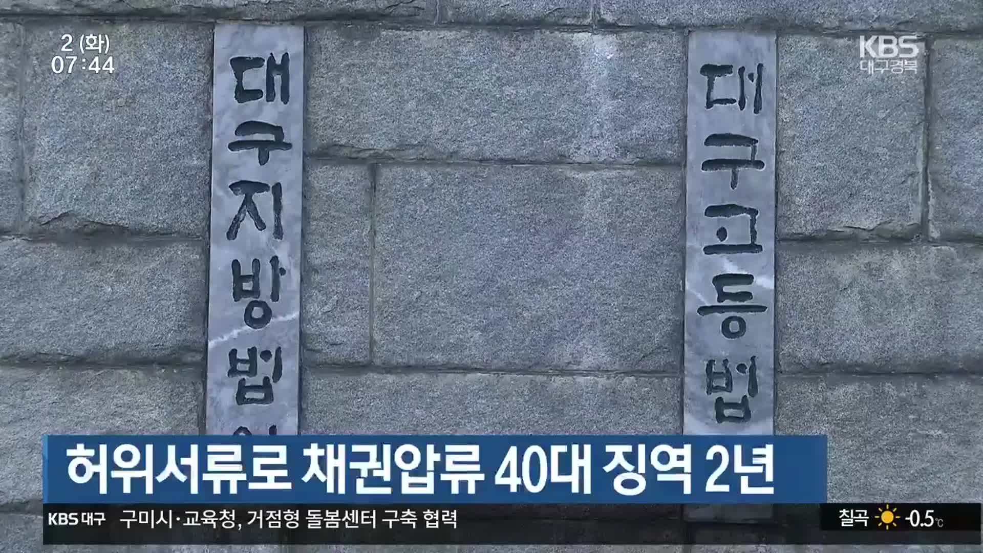 허위서류로 채권압류 40대 징역 2년