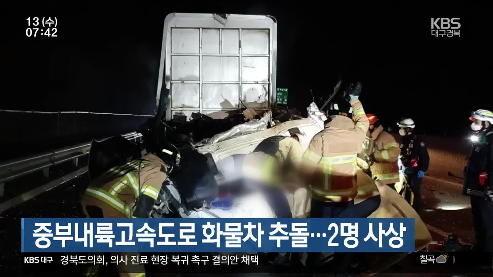 중부내륙고속도로 화물차 추돌…2명 사상