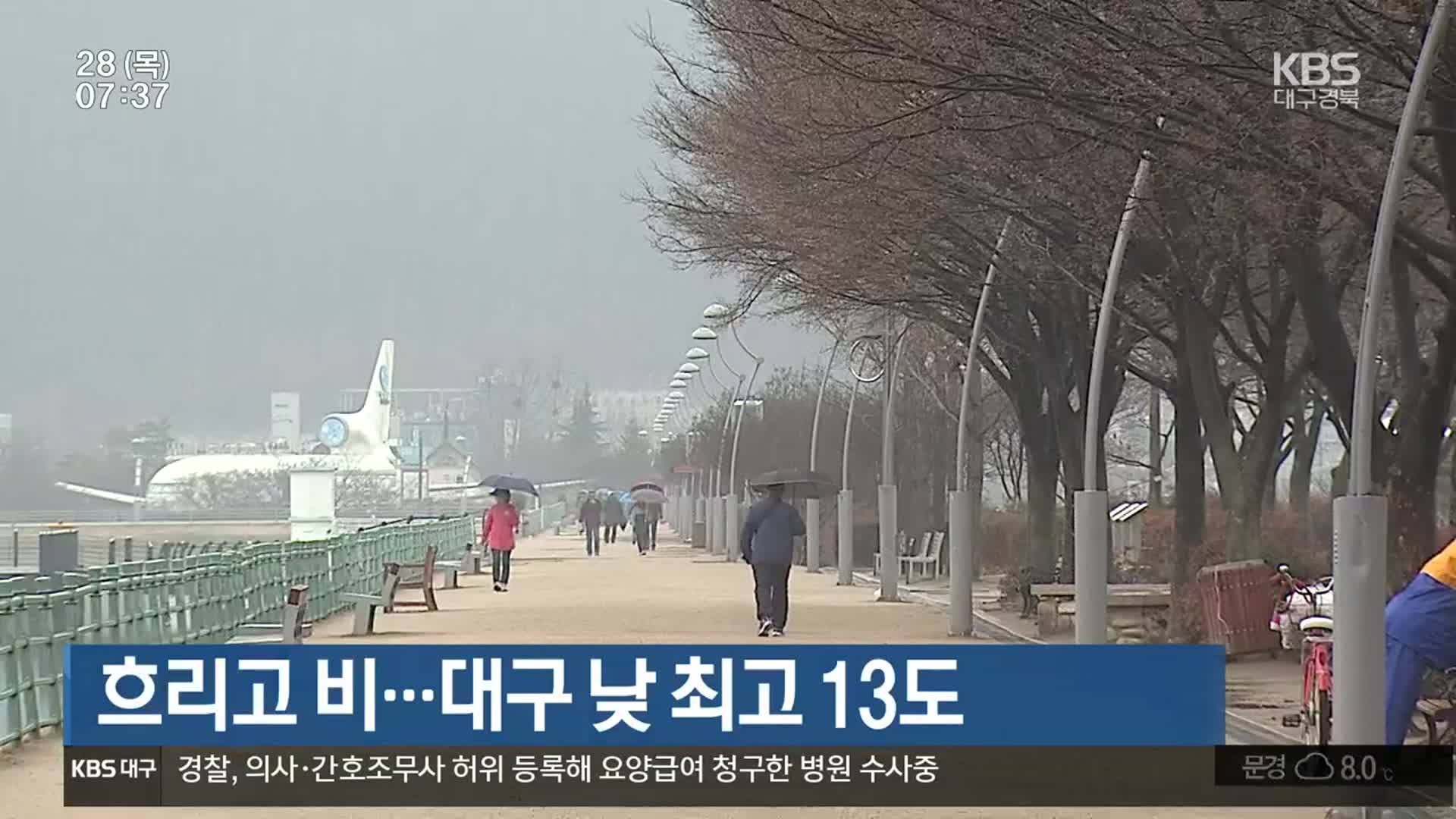 대구·경북 흐리고 비…대구 낮 최고 13도