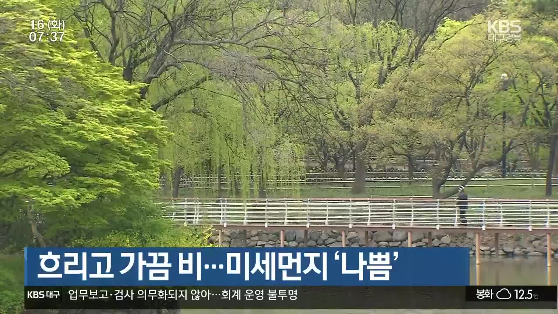 대구·경북 흐리고 가끔 비…미세먼지 ‘나쁨’