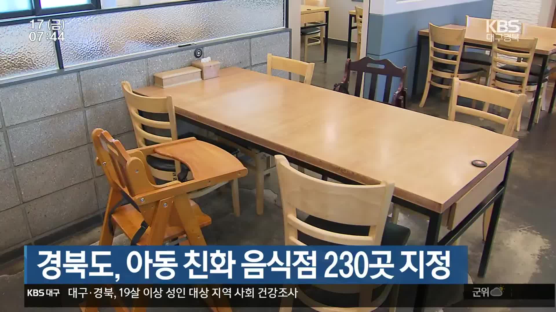 경북도, 아동 친화 음식점 230곳 지정