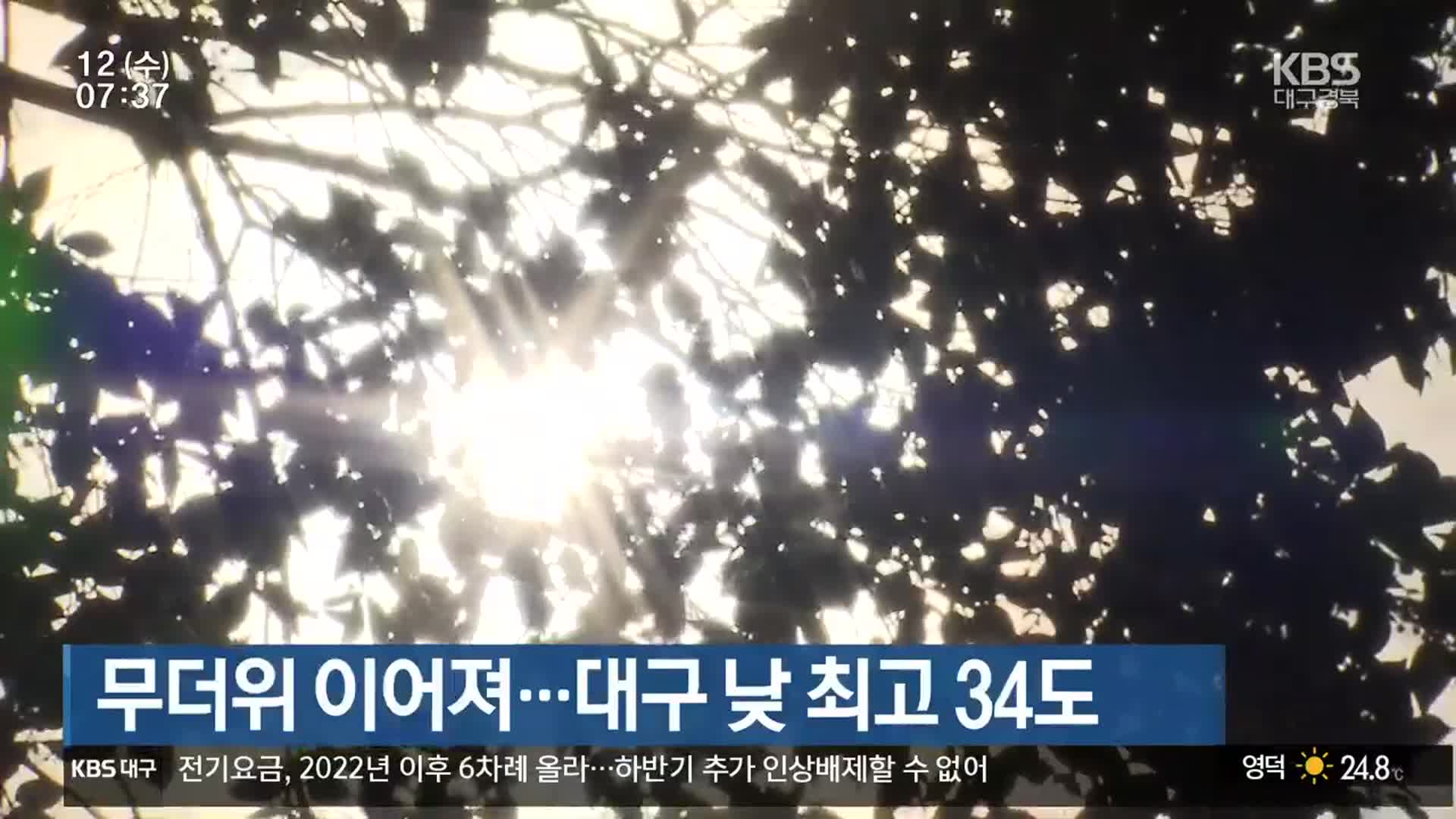 대구·경북 무더위 이어져…대구 낮 최고 34도