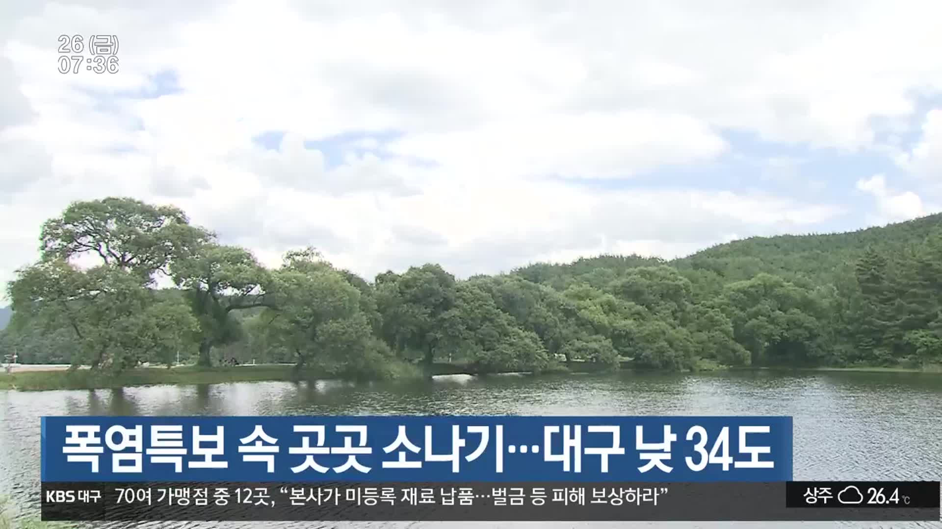 대구·경북 폭염특보 속 곳곳 소나기…대구 낮 34도