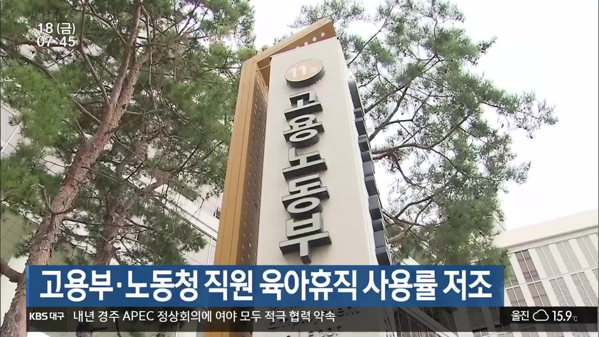 고용부·노동청 직원 육아휴직 사용률 저조