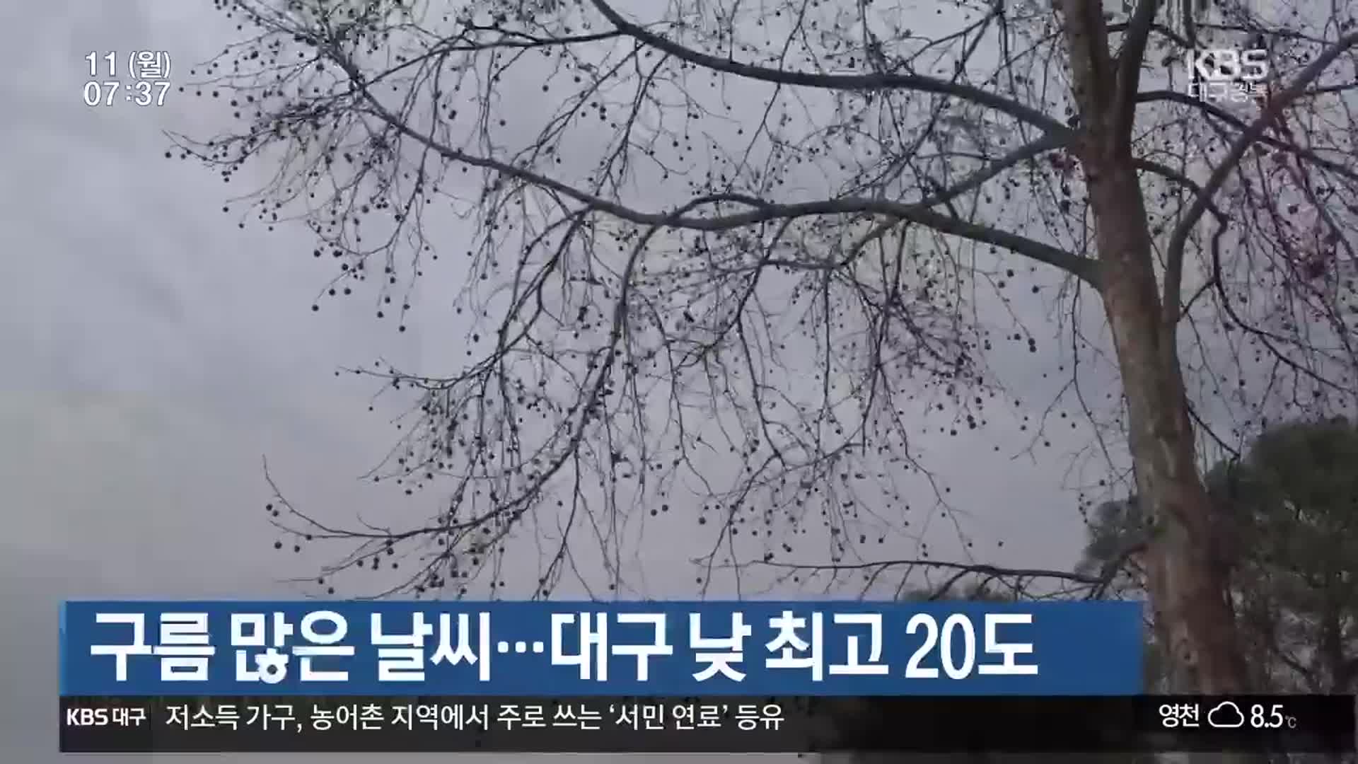 대구·경북 구름 많은 날씨…대구 낮 최고 20도 