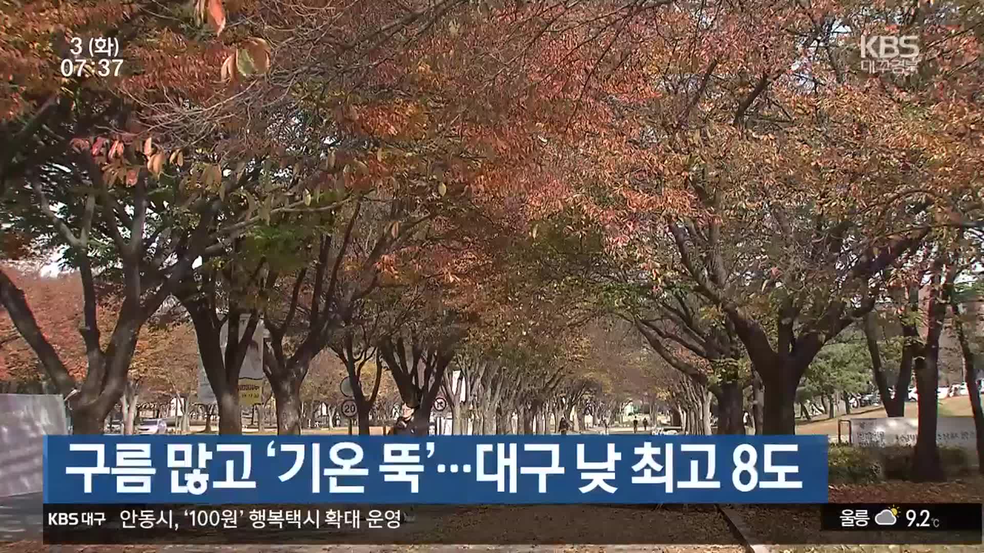 대구·경북 구름 많고 ‘기온 뚝’…대구 낮 최고 8도