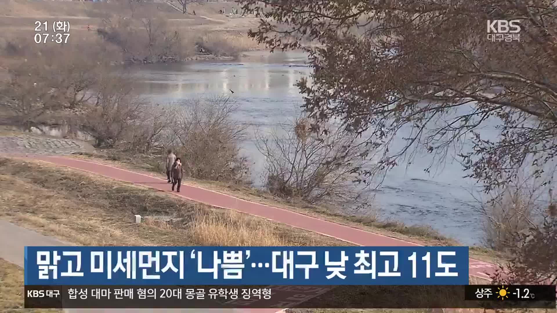 대구·경북 맑고 미세먼지 ‘나쁨’…대구 낮 최고 11도