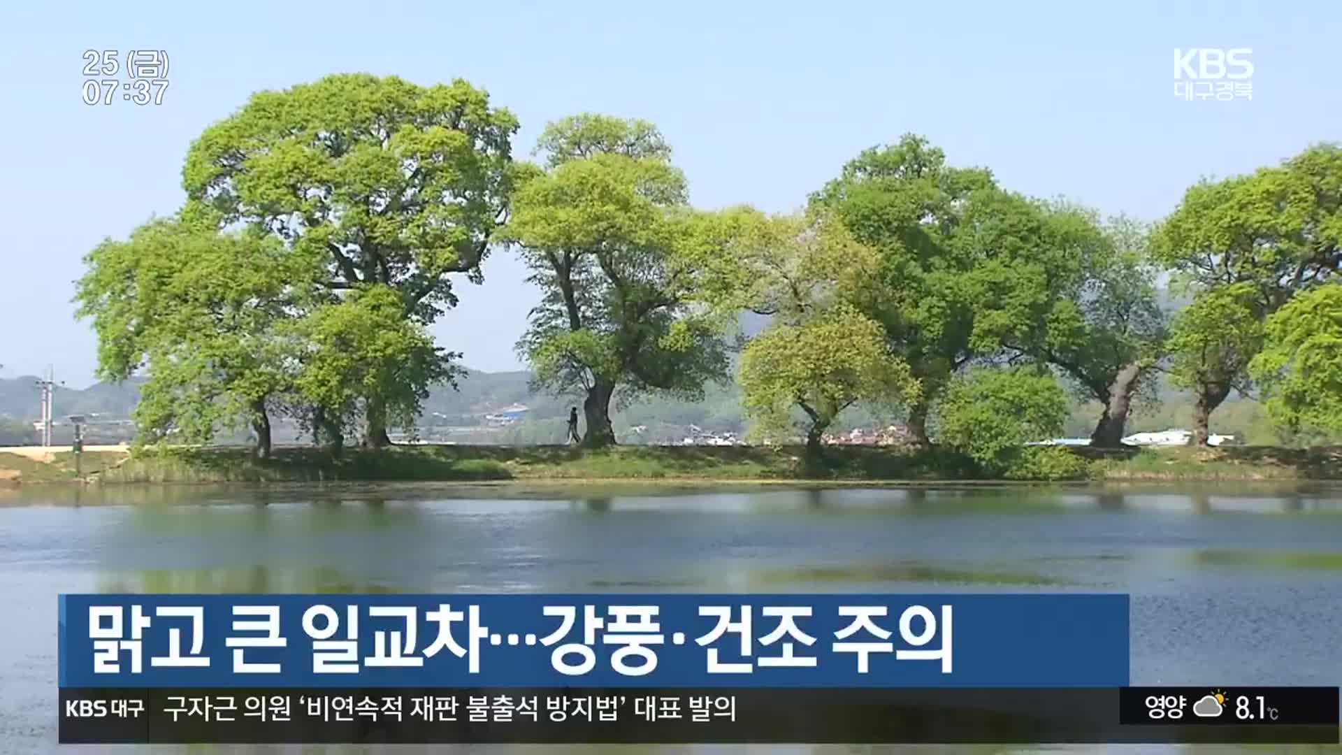 대구·경북 맑고 큰 일교차…강풍·건조 주의