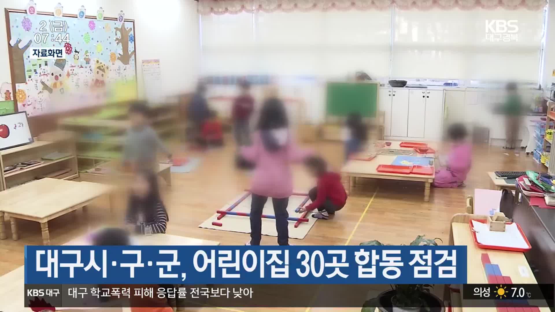 대구시·구·군, 어린이집 30곳 합동 점검
