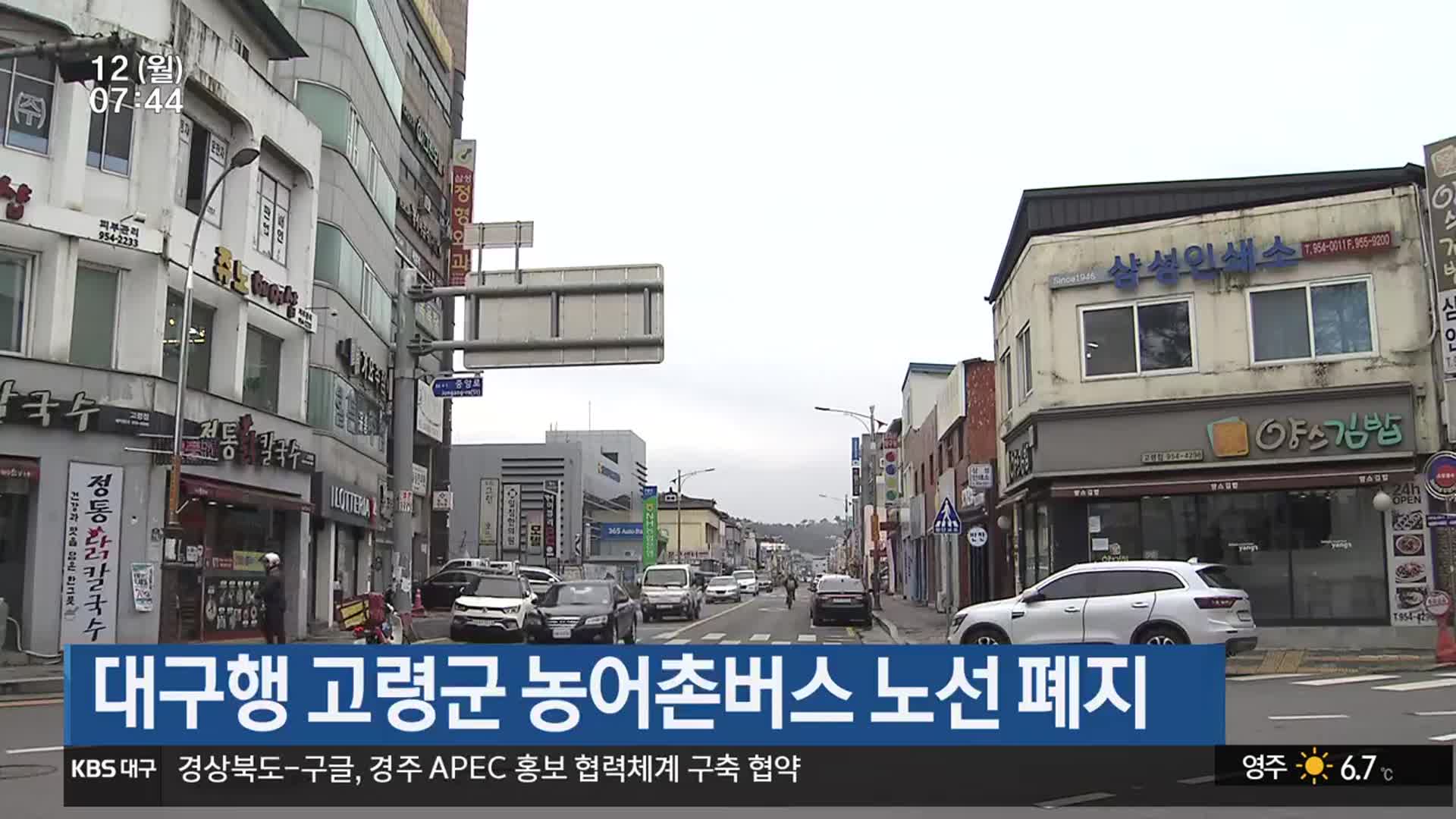 대구행 고령군 농어촌버스 노선 폐지