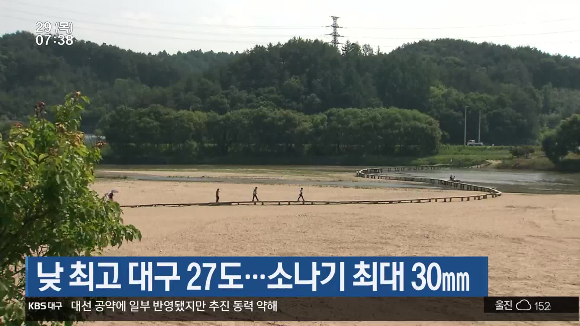 낮 최고 대구 27도…소나기 최대 30mm