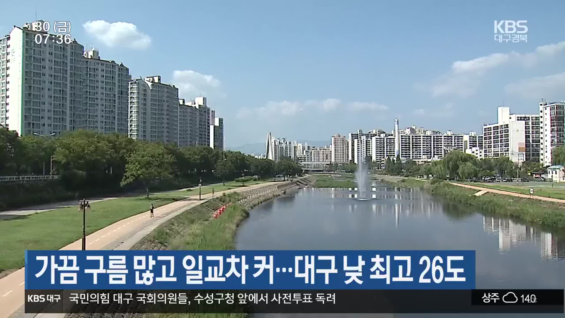 대구·경북 가끔 구름 많고 일교차 커…대구 낮 최고 26도