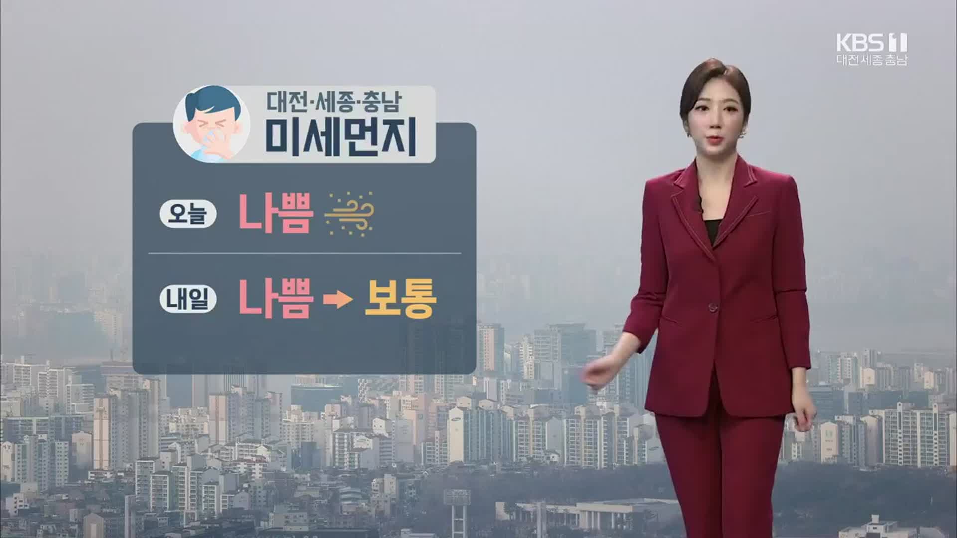 [날씨] 대전·세종·충남 내일 오후부터 미세먼지 해소
