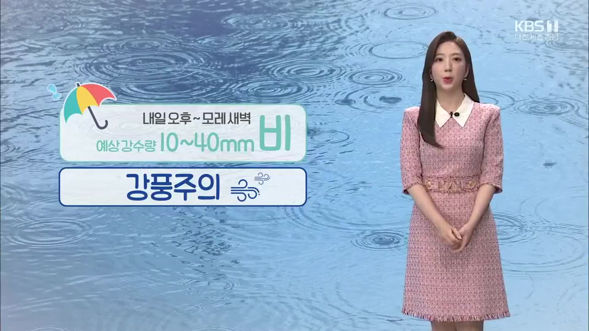 [날씨] 대전·세종·충남 내일 오후~모레 새벽까지 ‘비’…예상 강수량 10~40mm