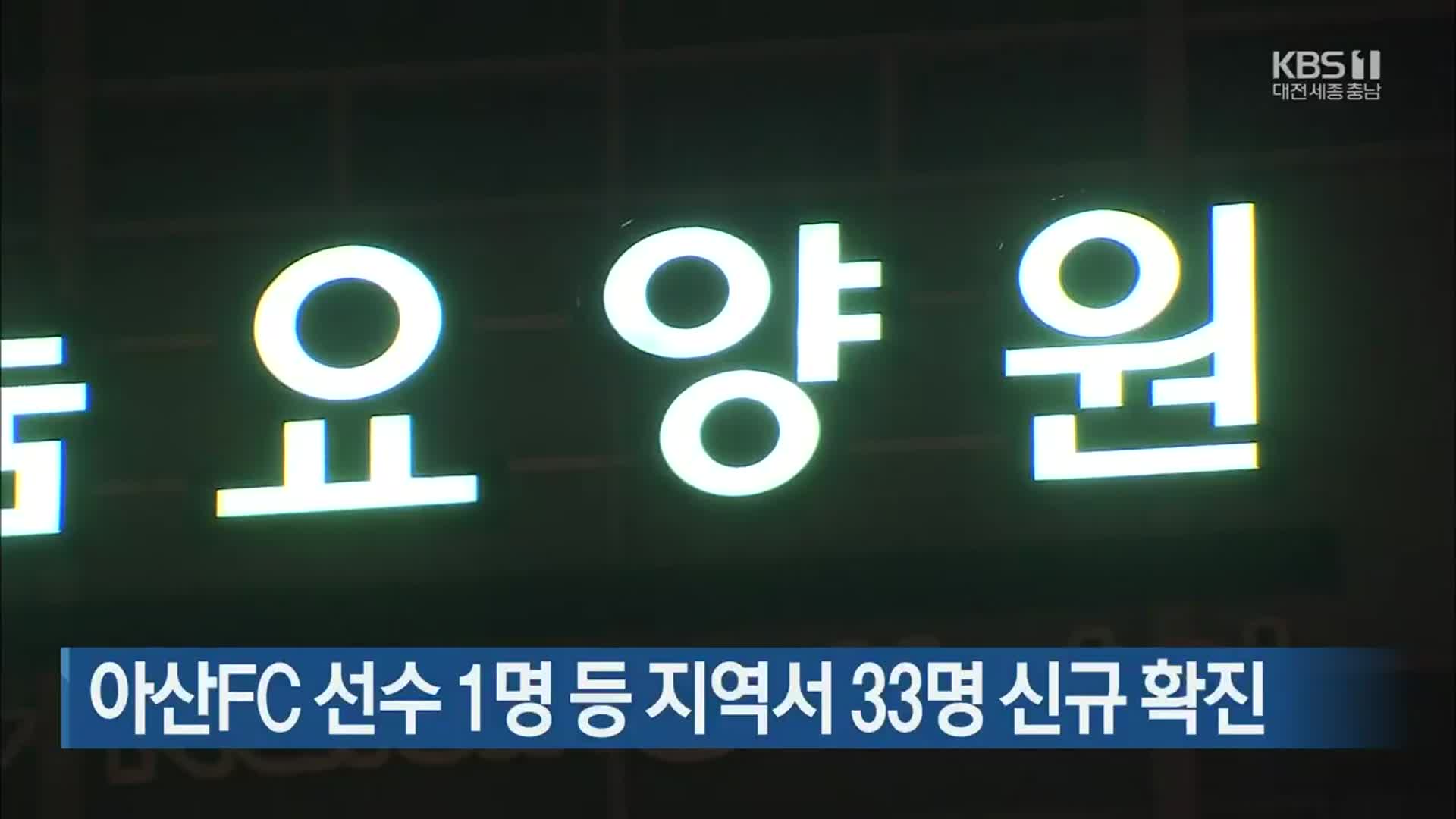 아산FC 선수 1명 등 대전·세종·충남서 33명 신규 확진