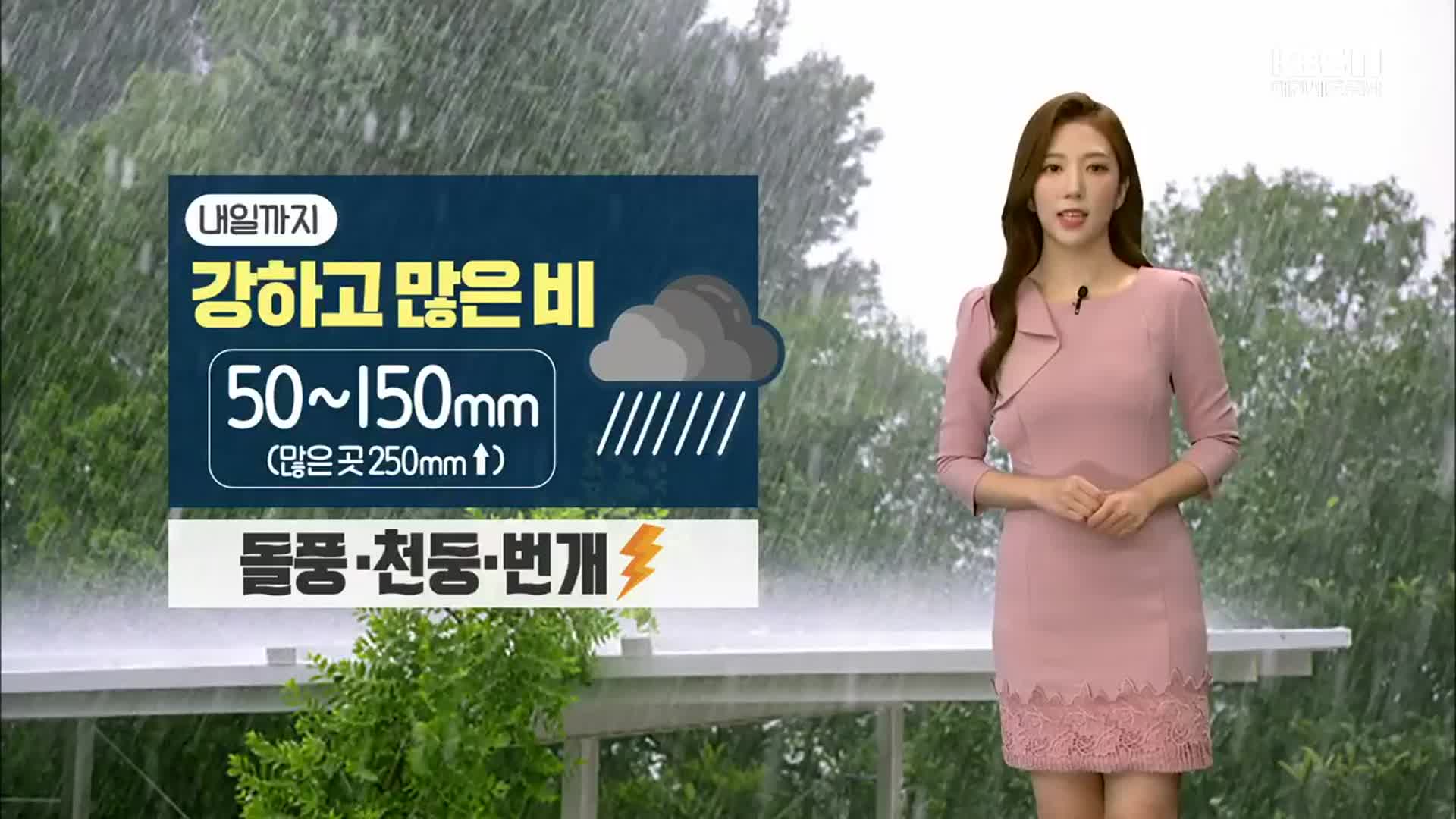 [날씨] 대전·세종·충남 내일 50~150mm 비…돌풍·천둥·번개 주의