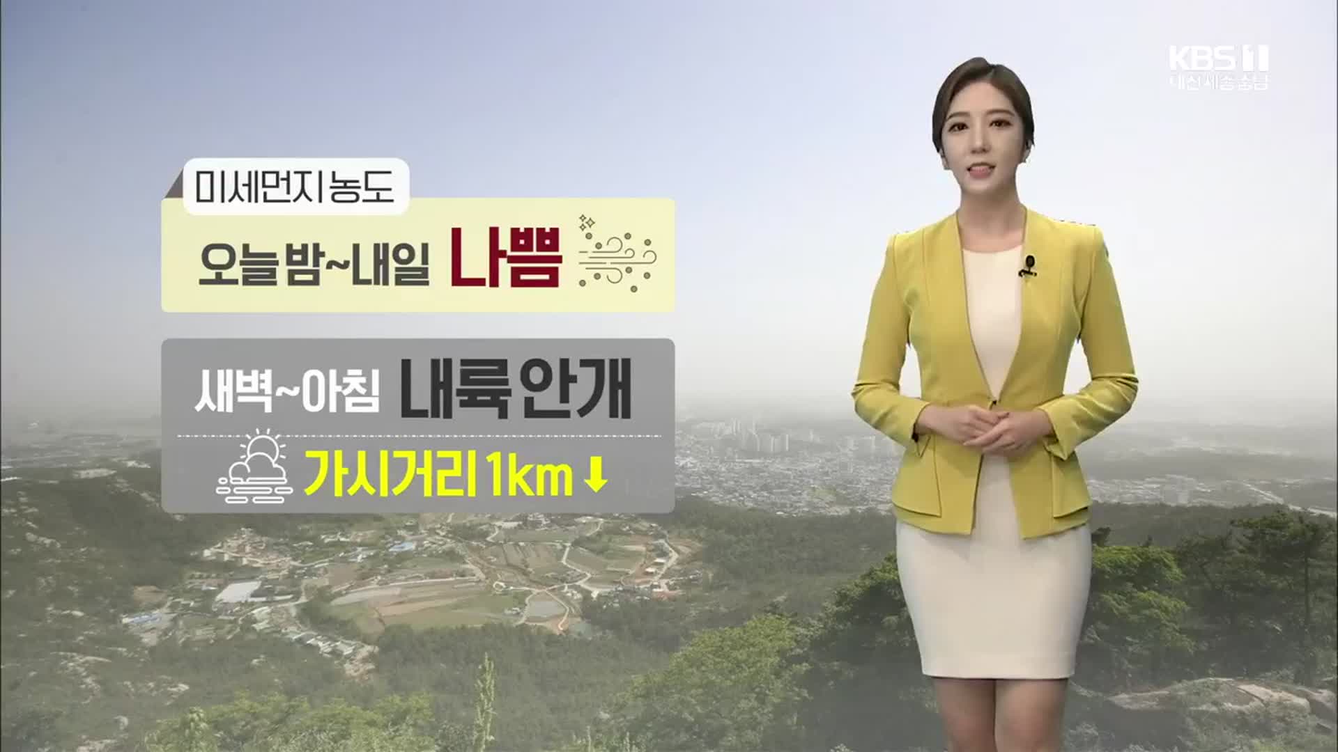 [날씨] 대전·세종·충남 오늘 밤부터 미세먼지 농도 ‘나쁨’