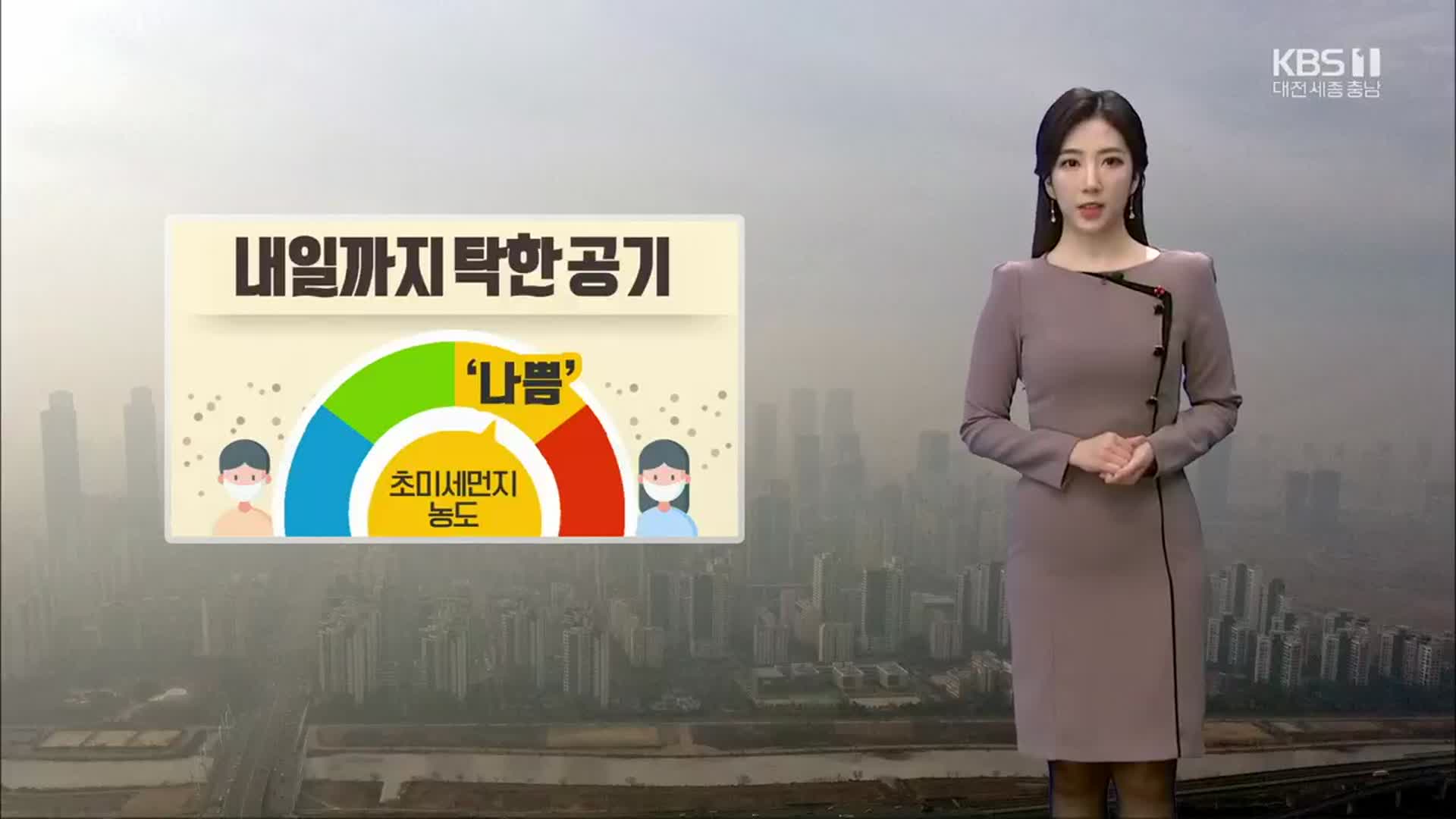 [날씨] 대전·세종·충남 초미세먼지 농도 계속 ‘나쁨’…내일 아침기온 ‘뚝’