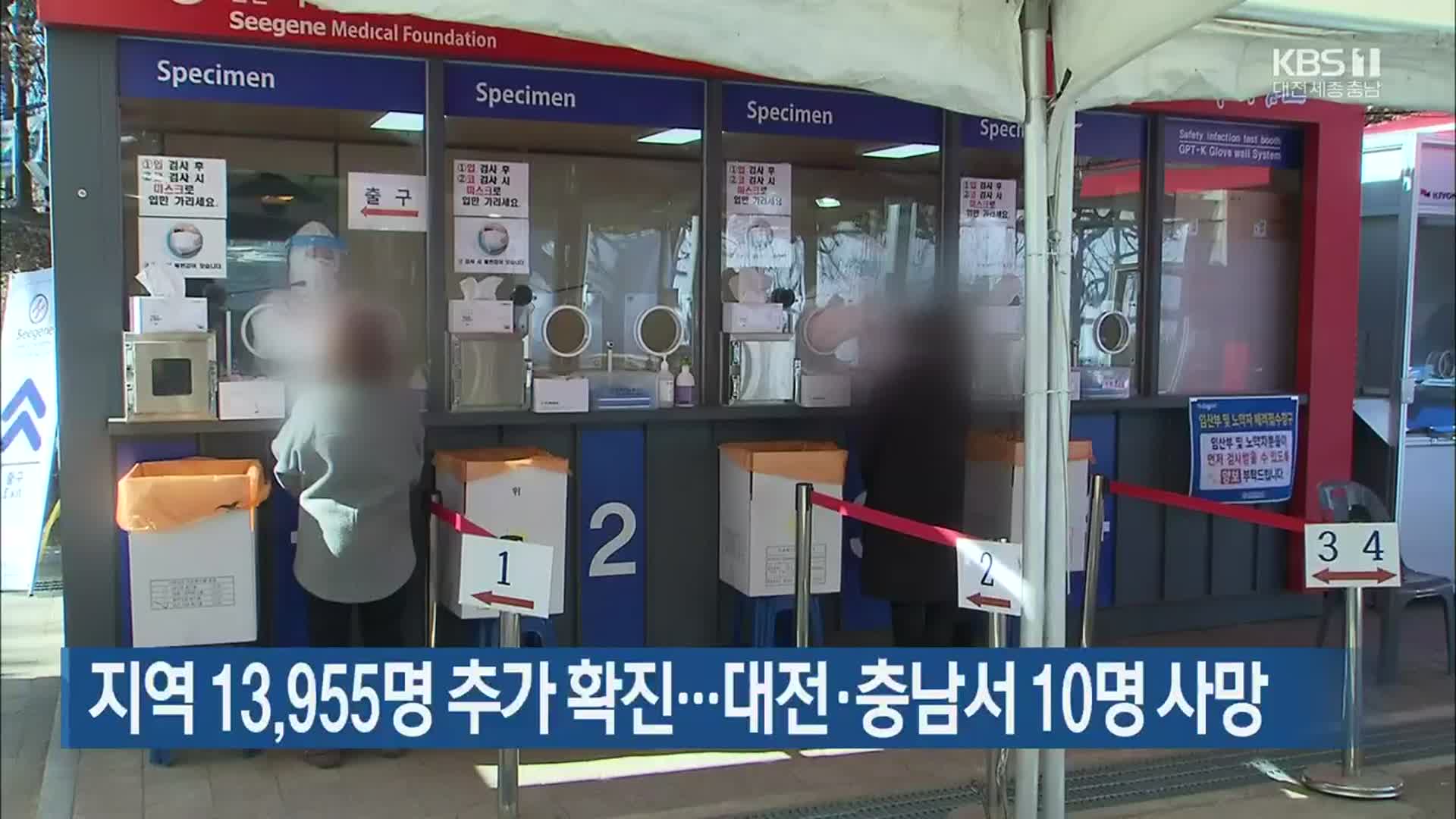 대전·세종·충남 13,955명 추가 확진…대전·충남서 10명 사망