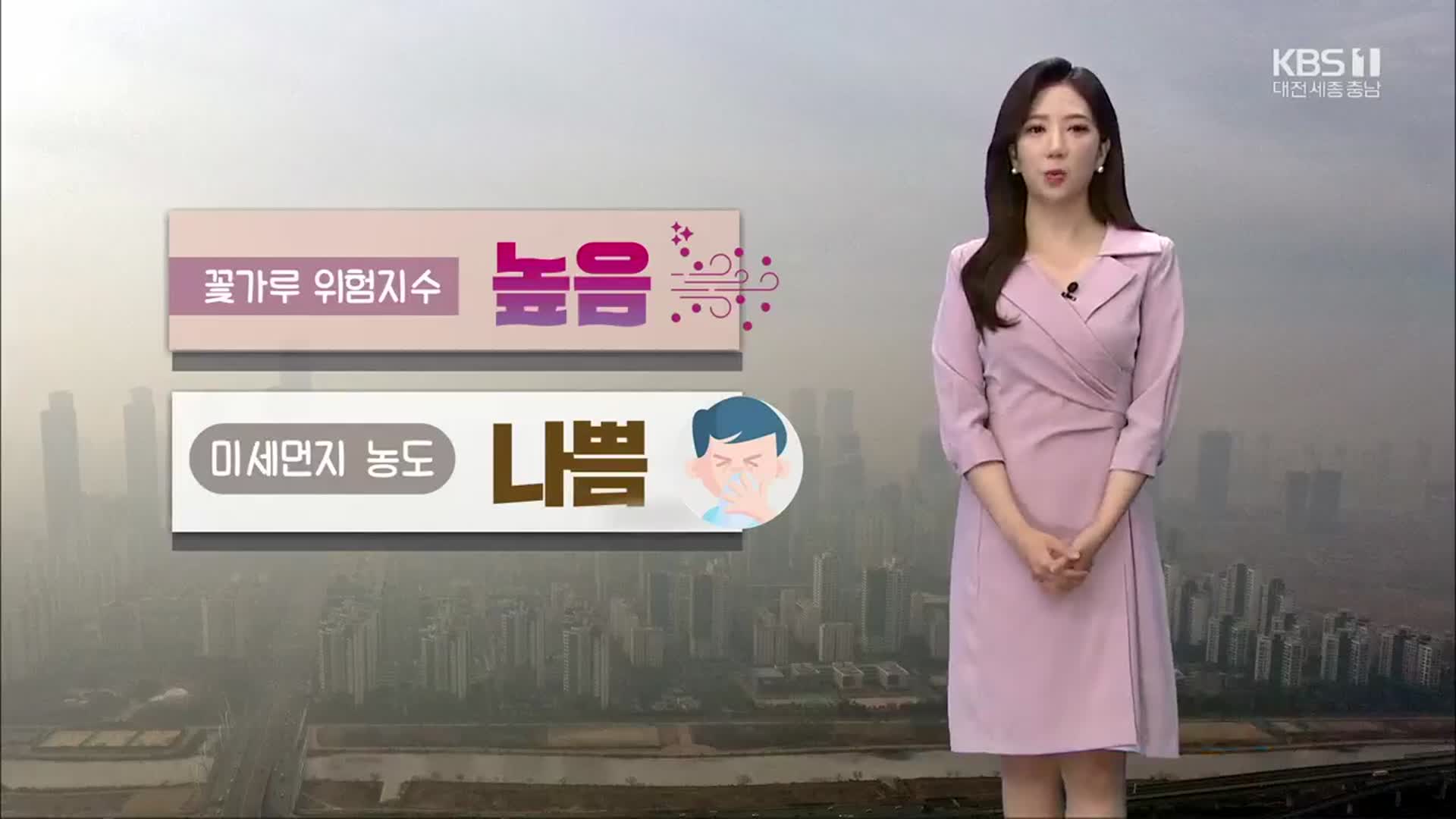 [날씨] 대전·세종·충남 미세먼지 농도 ‘나쁨’ 꽃가루 농도 ‘높음’