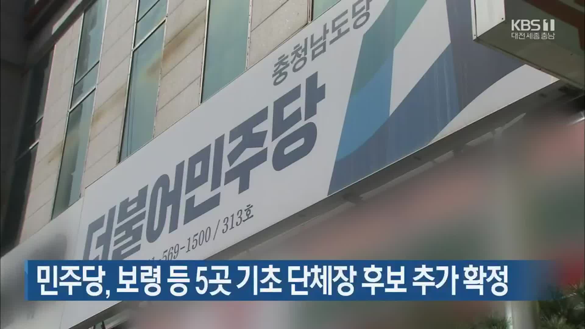 민주당, 보령 등 5곳 기초 단체장 후보 추가 확정