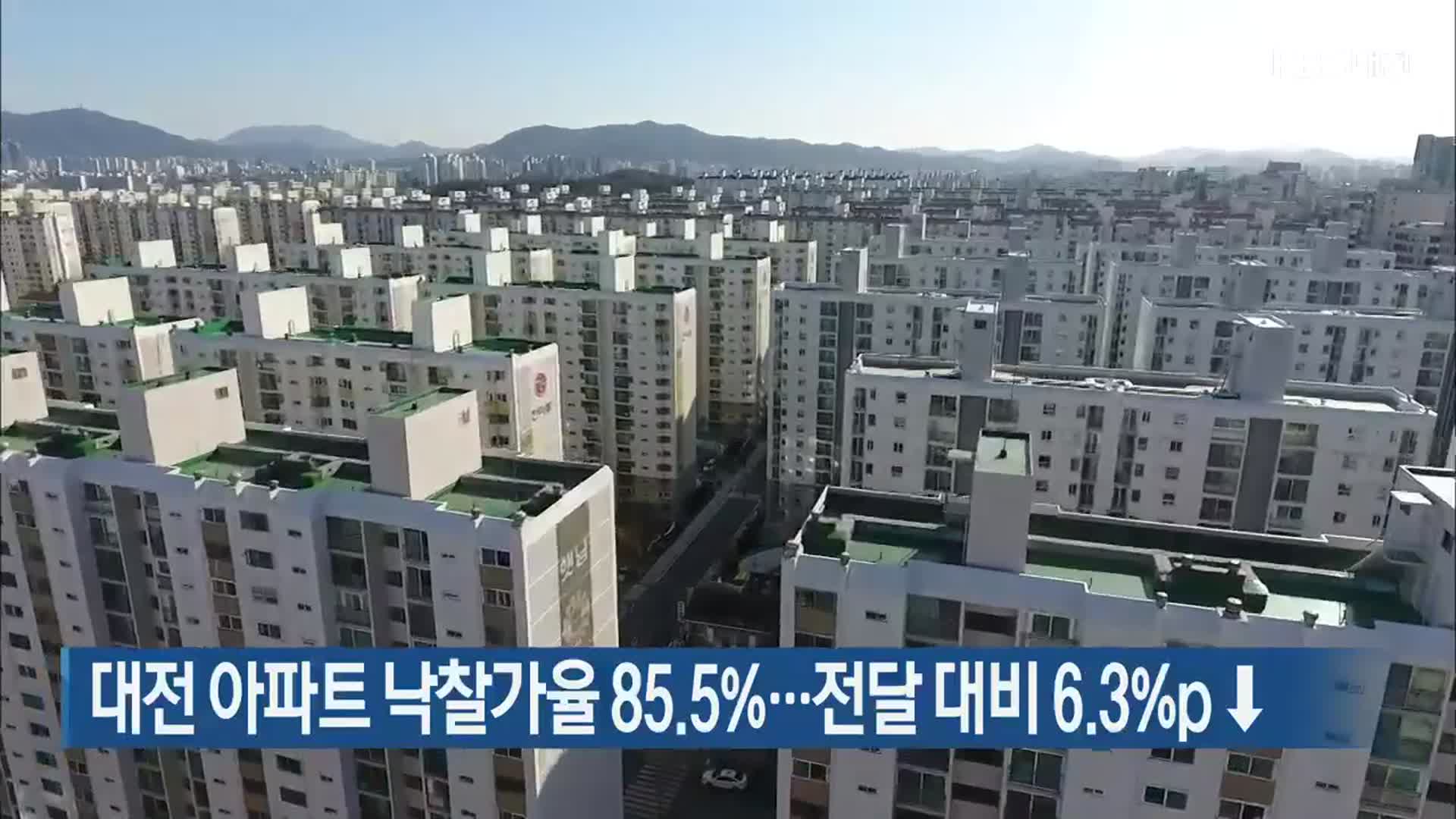 대전 아파트 낙찰가율 85.5%…전달 대비 6.3%p↓