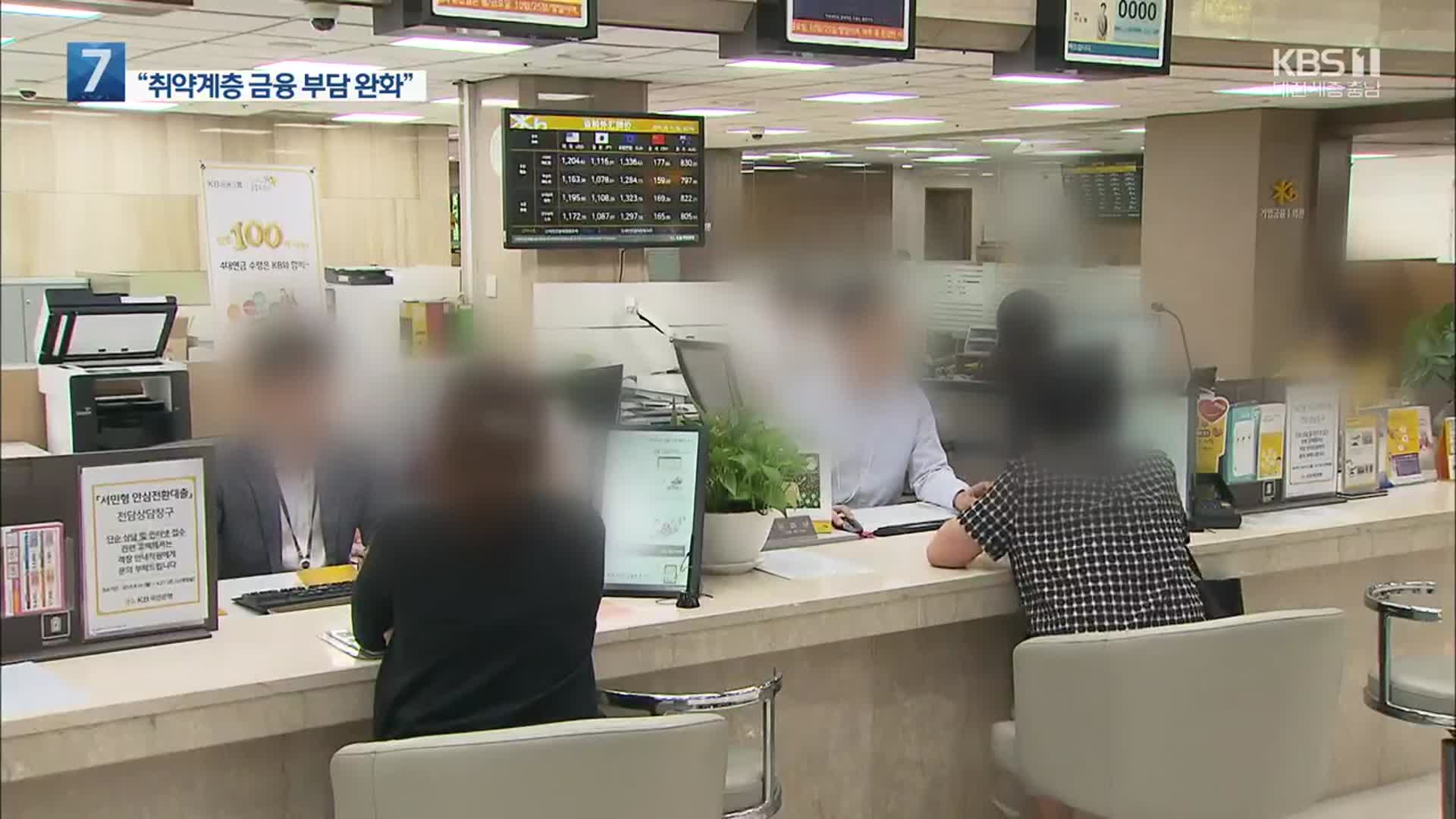 소상공인 등 취약계층 이자 부담 완화