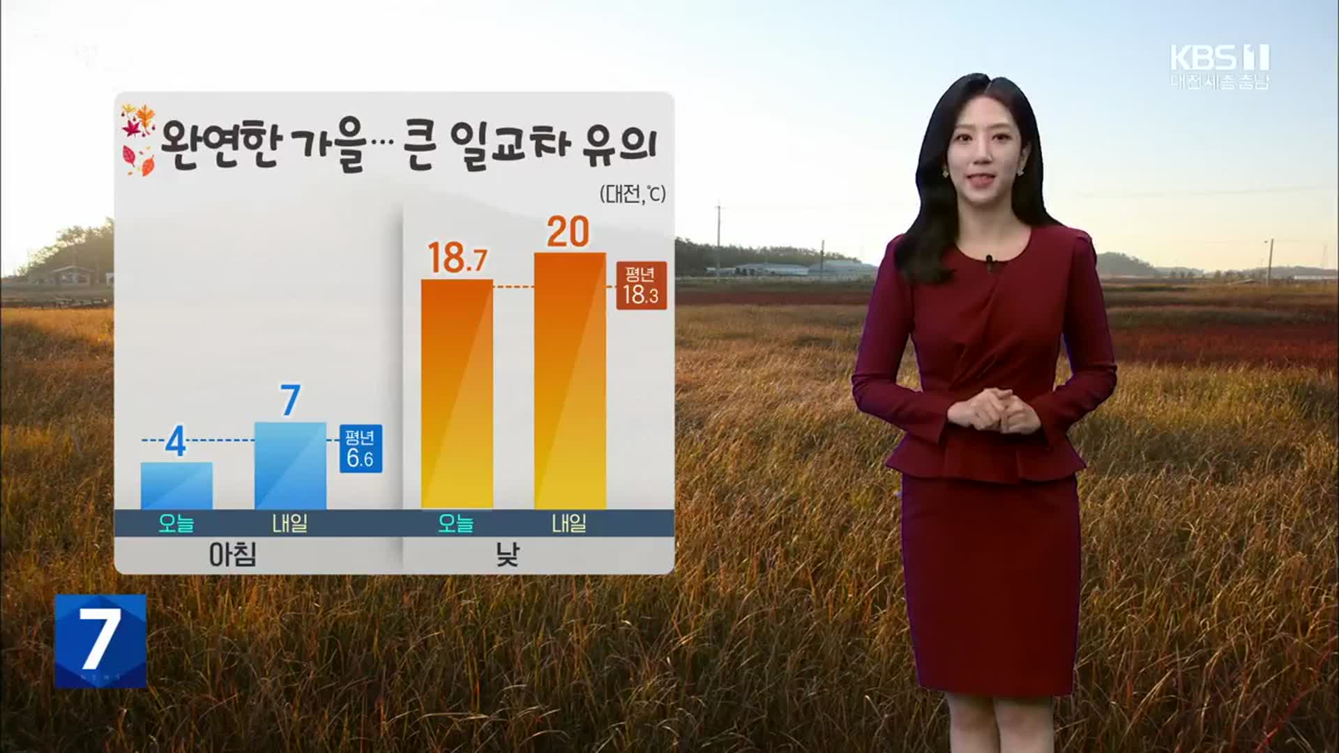 [날씨] 대전·세종·충남 내일 아침 7도 안팎…큰 일교차 유의