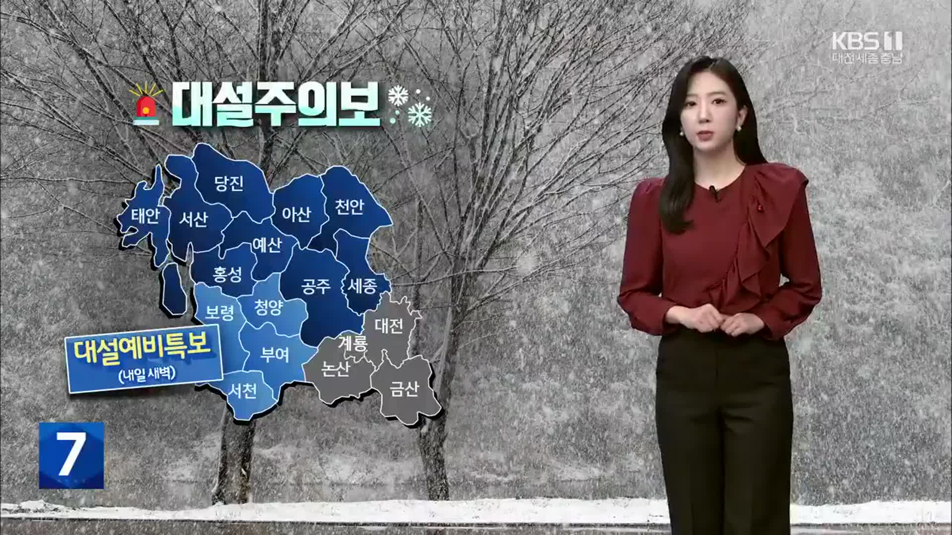 [날씨] 세종·충남 ‘대설 특보’ 최고 10cm↑…내일부터 강력 한파