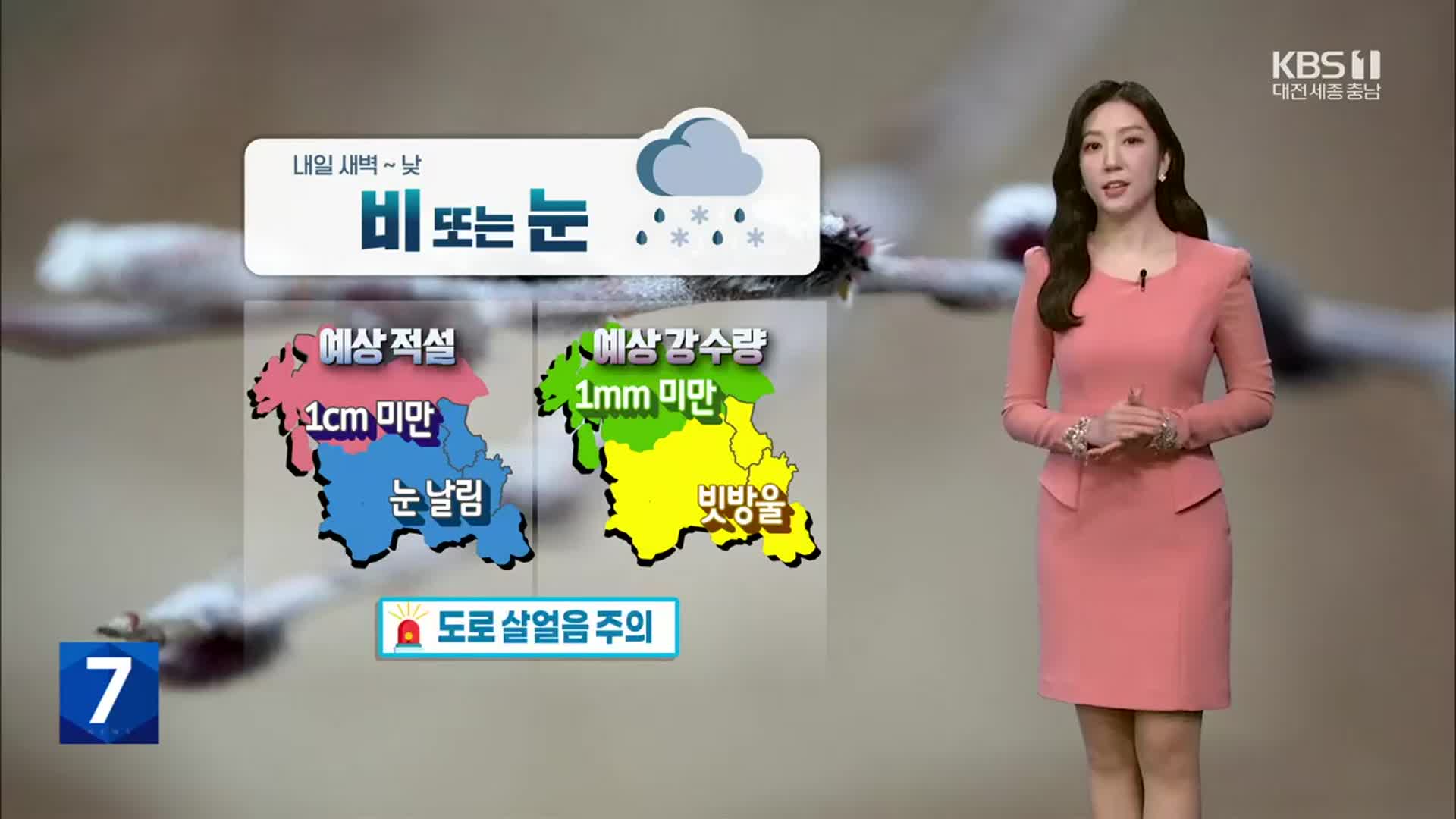 [날씨] 충남 북부 내일 새벽~낮 ‘눈·비’…도로 살얼음 주의