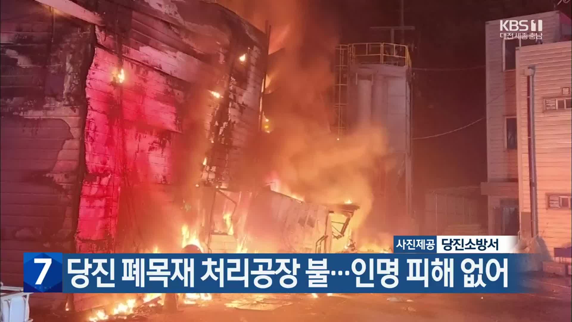 당진 폐목재 처리공장 불…인명 피해 없어