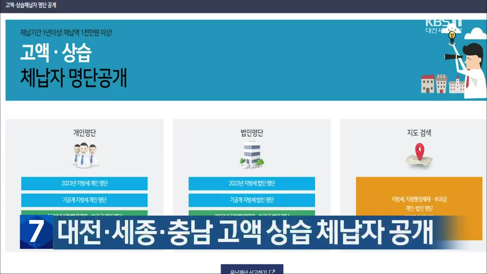 대전·세종·충남 고액 상습 체납자 공개