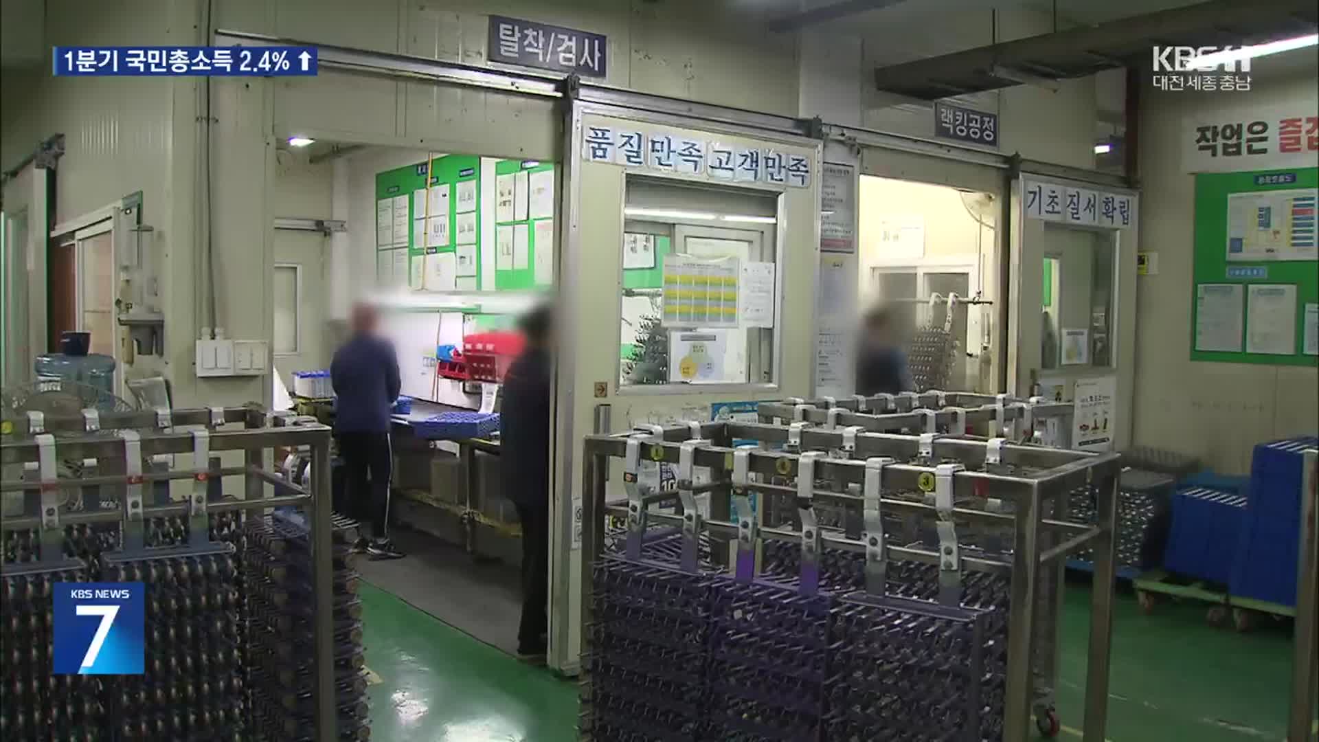 1분기 국민총소득 2.4%↑…경제성장률 속보치와 같은 1.3%