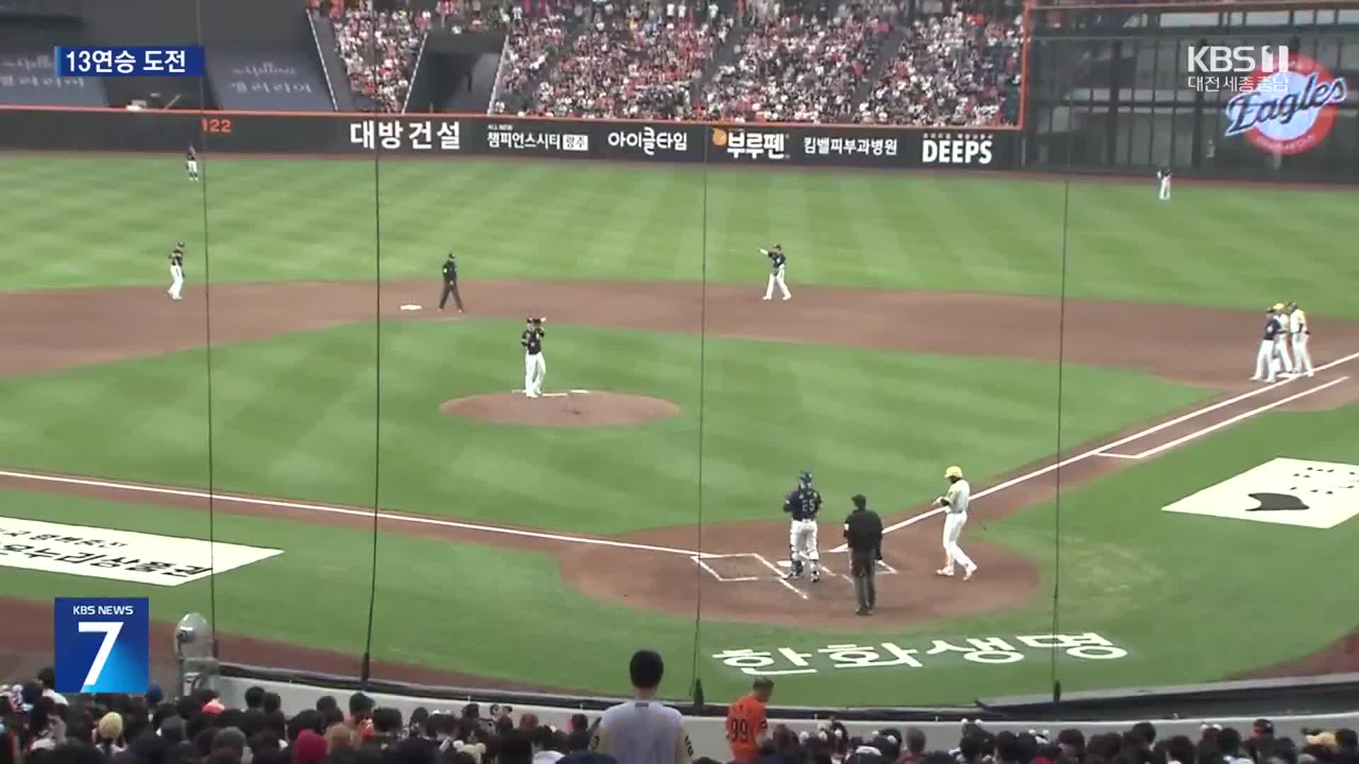 리그 단독 선두 한화 13연승 도전…이 시각 볼파크
