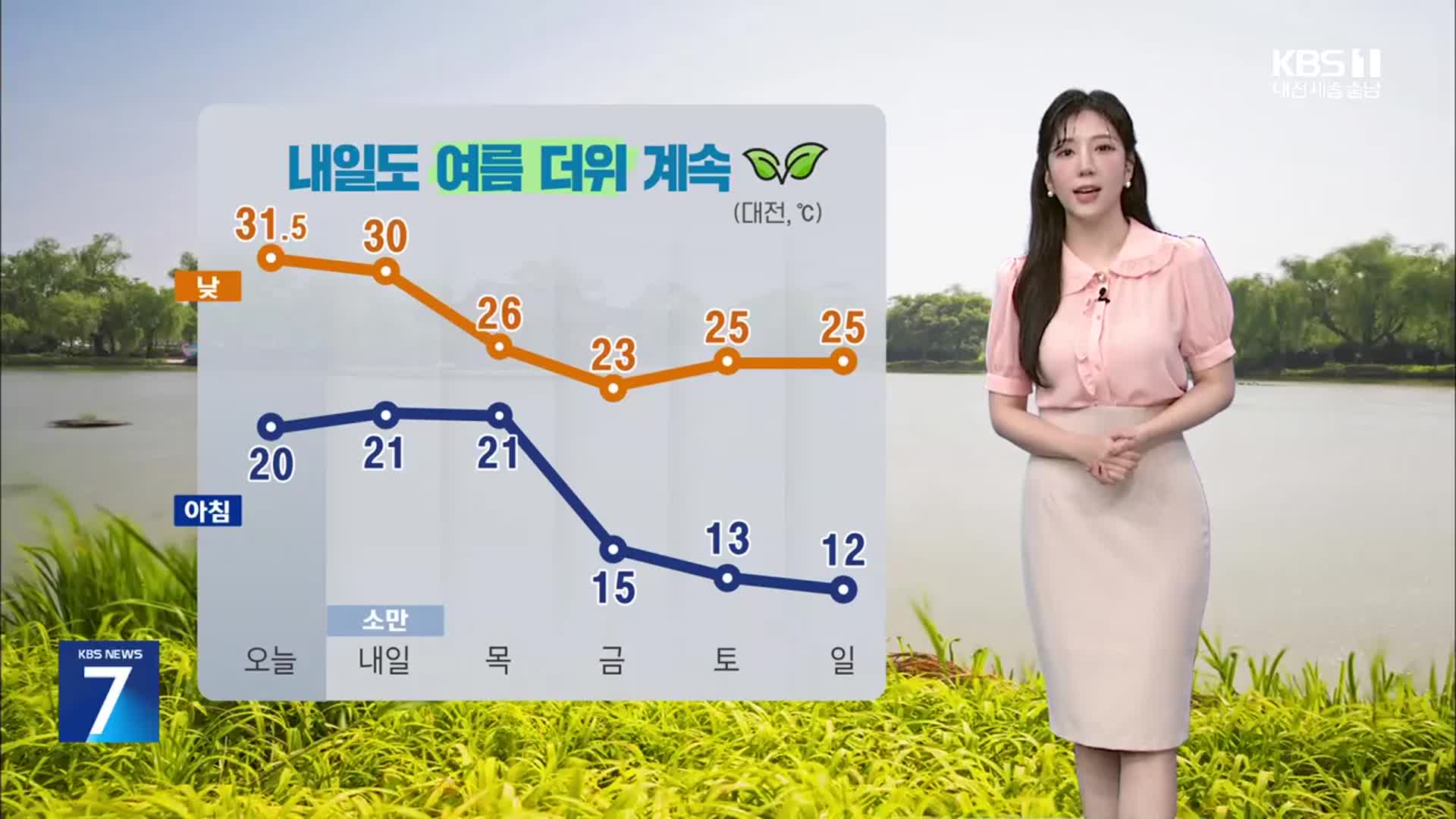 [날씨] 대전·세종·충남 내일도 여름 더위…내륙 곳곳 소나기