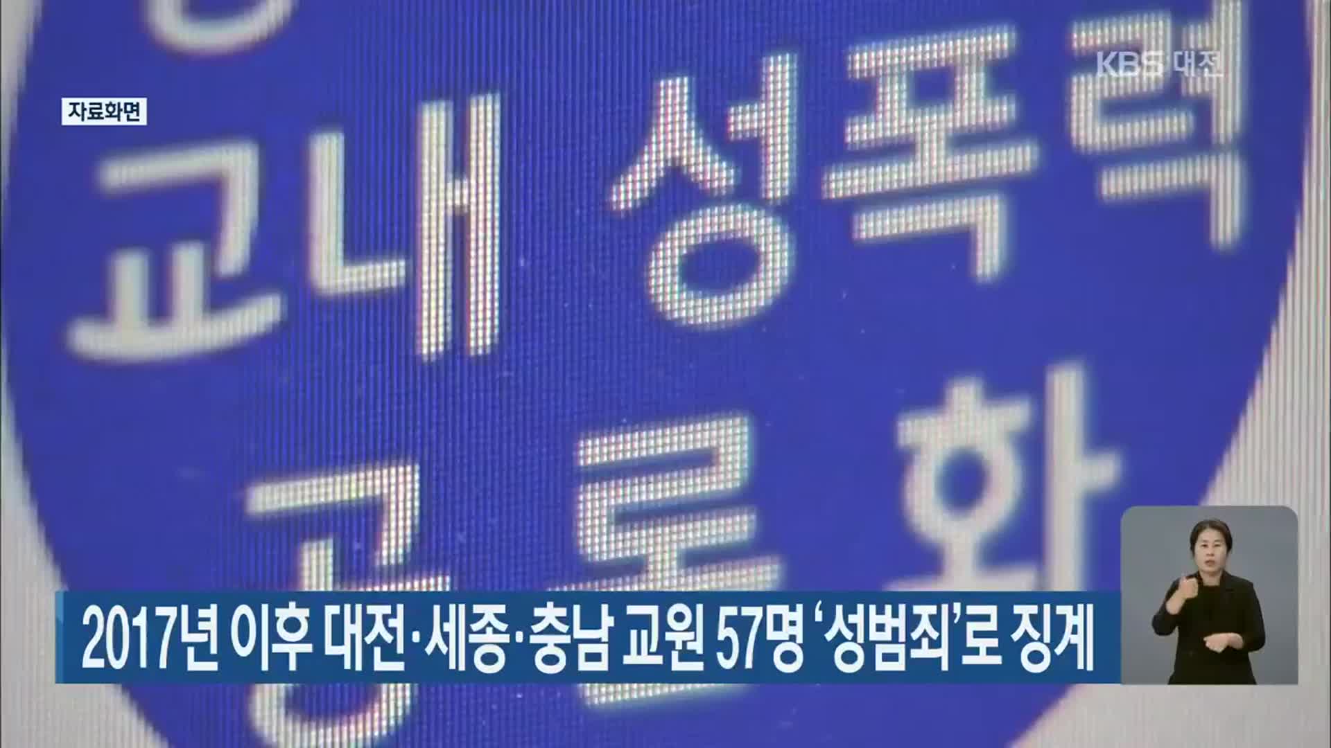 2017년 이후 대전·세종·충남 교원 57명 ‘성범죄’로 징계