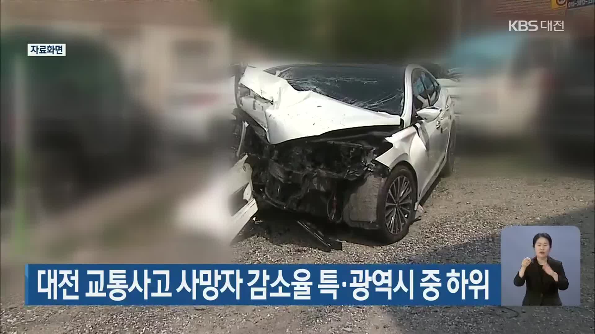 대전 교통사고 사망자 감소율 특·광역시 중 하위