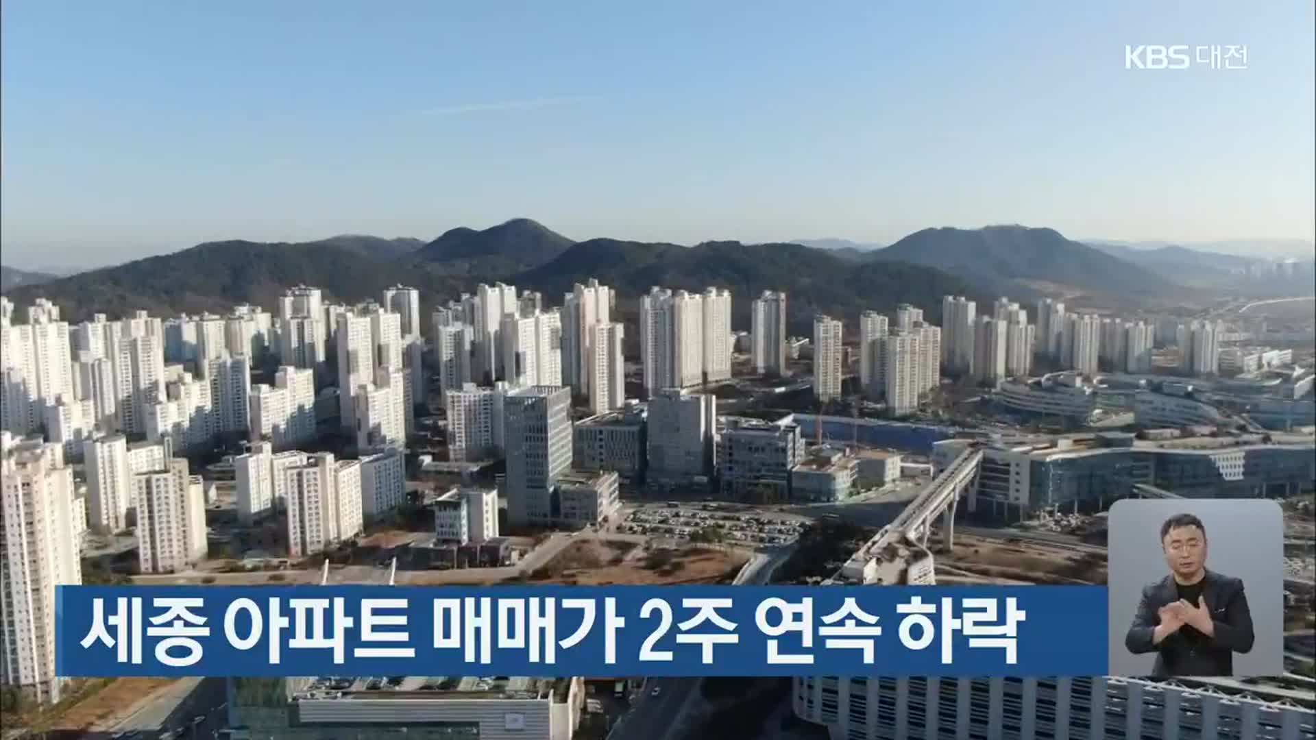 세종 아파트 매매가 2주 연속 하락