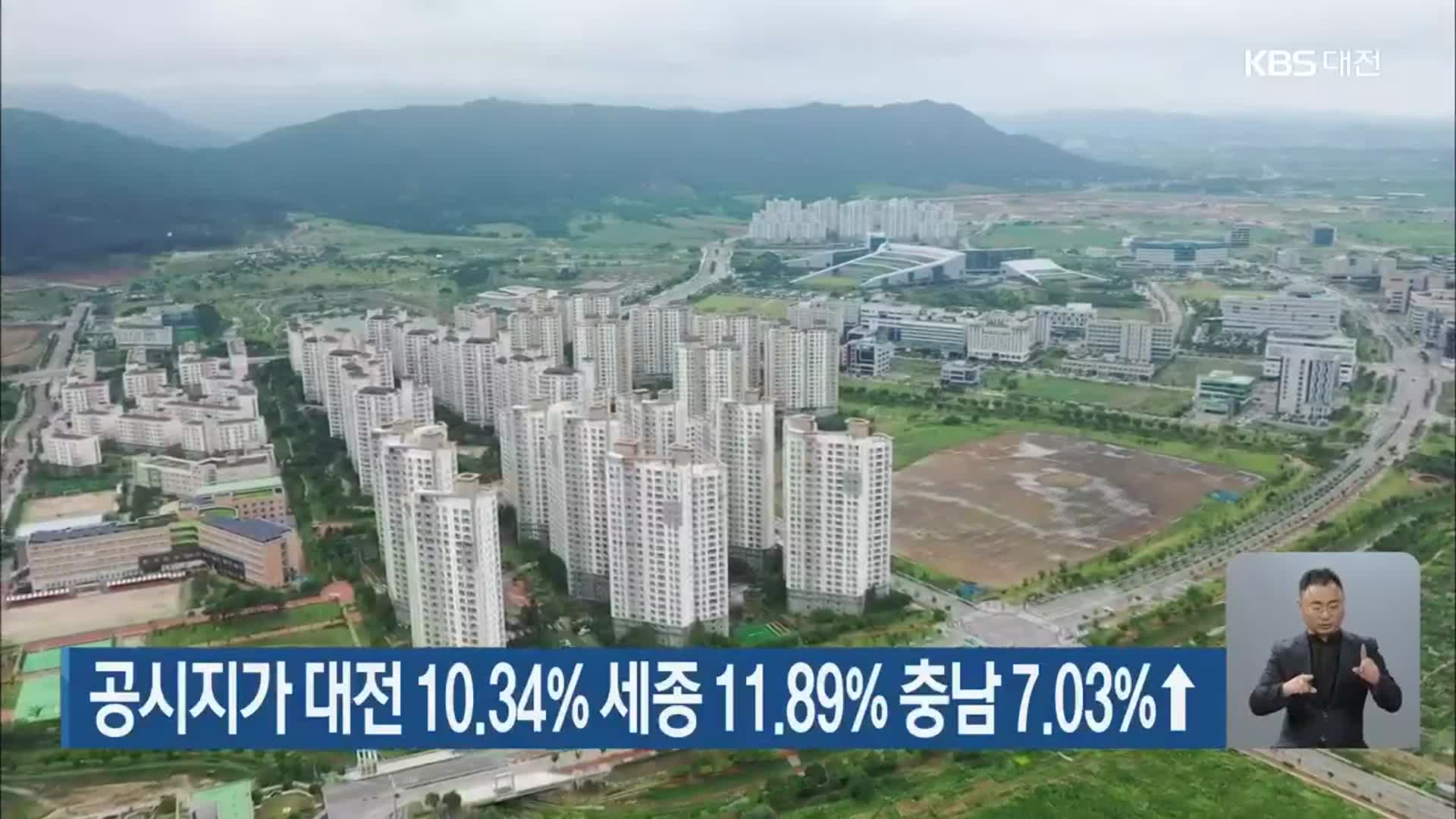 공시지가 대전 10.34% 세종 11.89% 충남 7.03% ↑