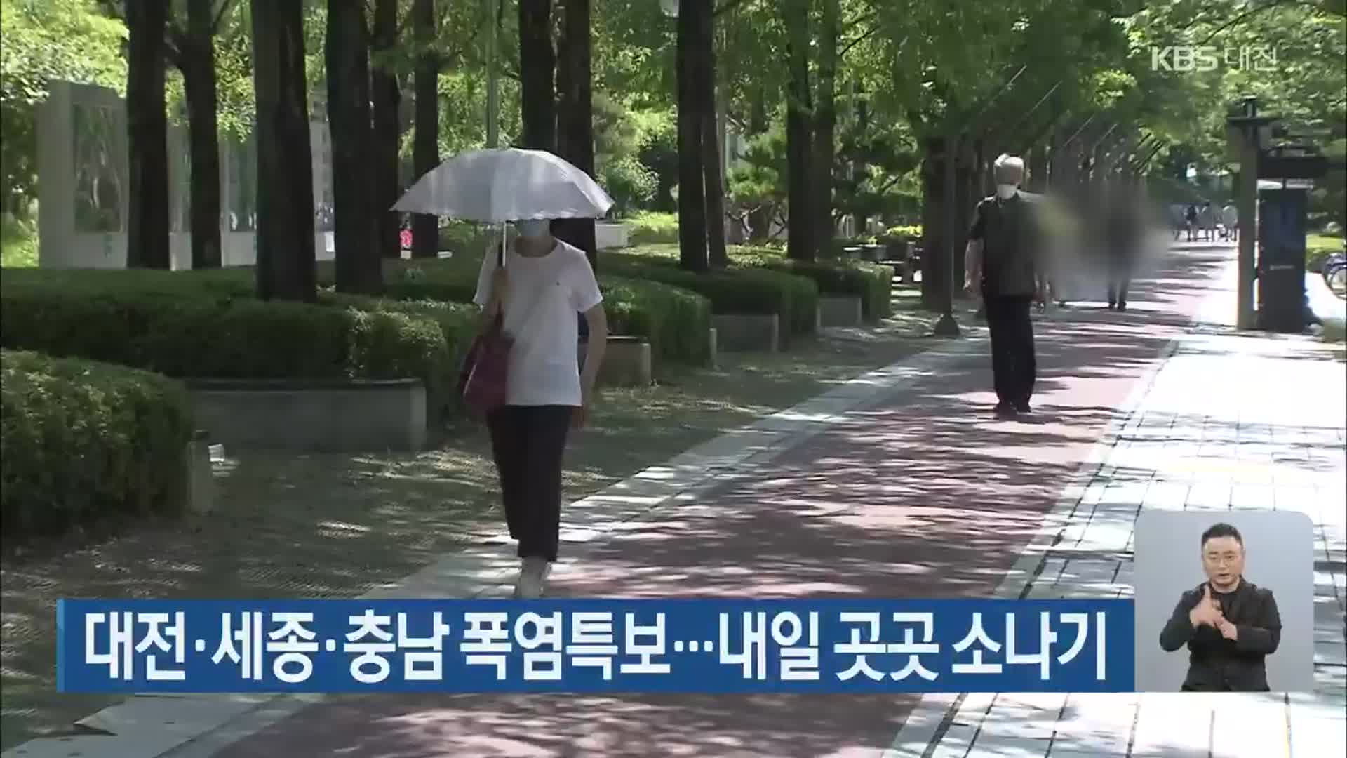 대전·세종·충남 폭염특보…내일 곳곳 소나기