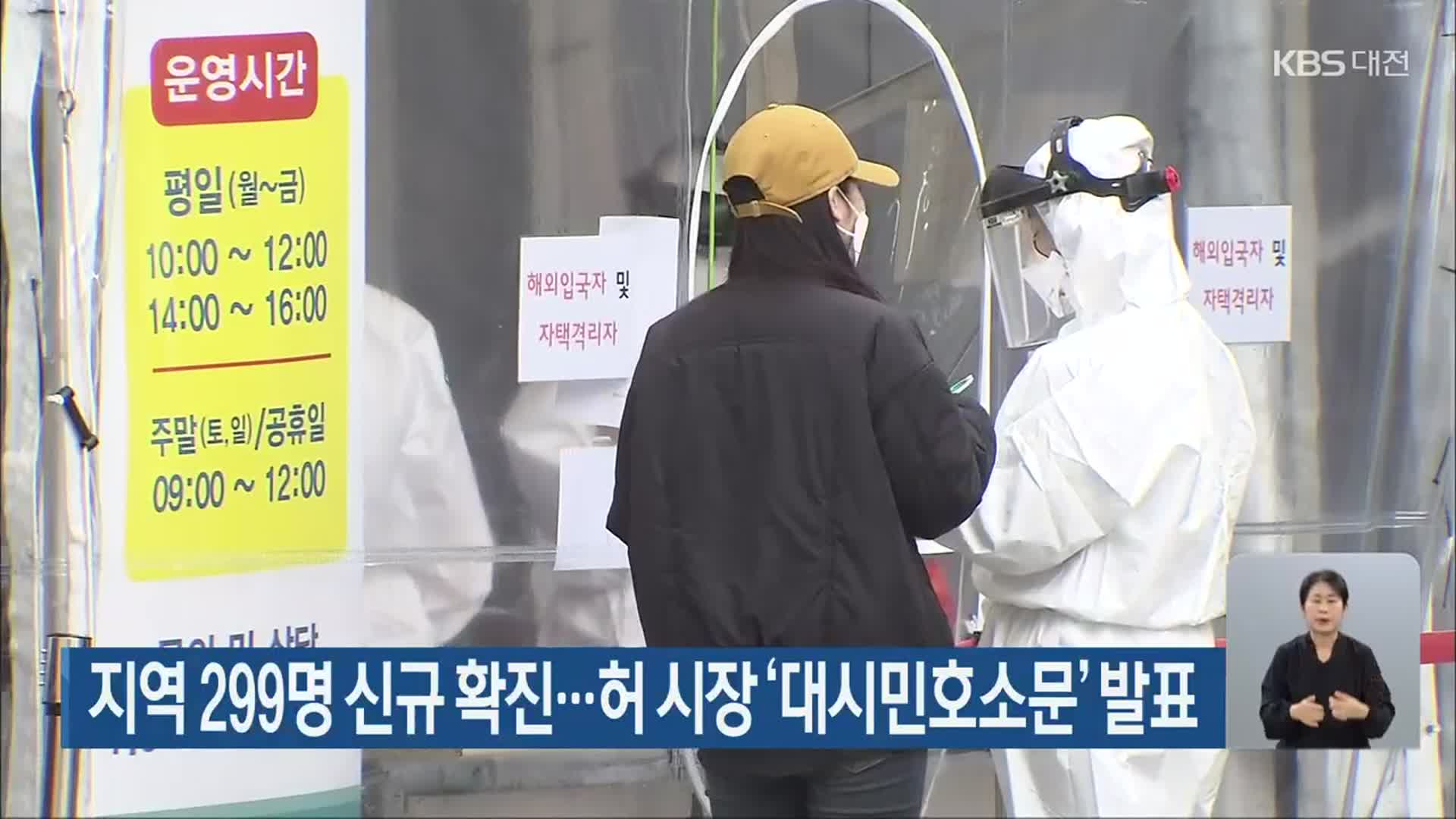 대전·세종·충남 299명 신규 확진…허 시장 ‘대시민호소문’ 발표