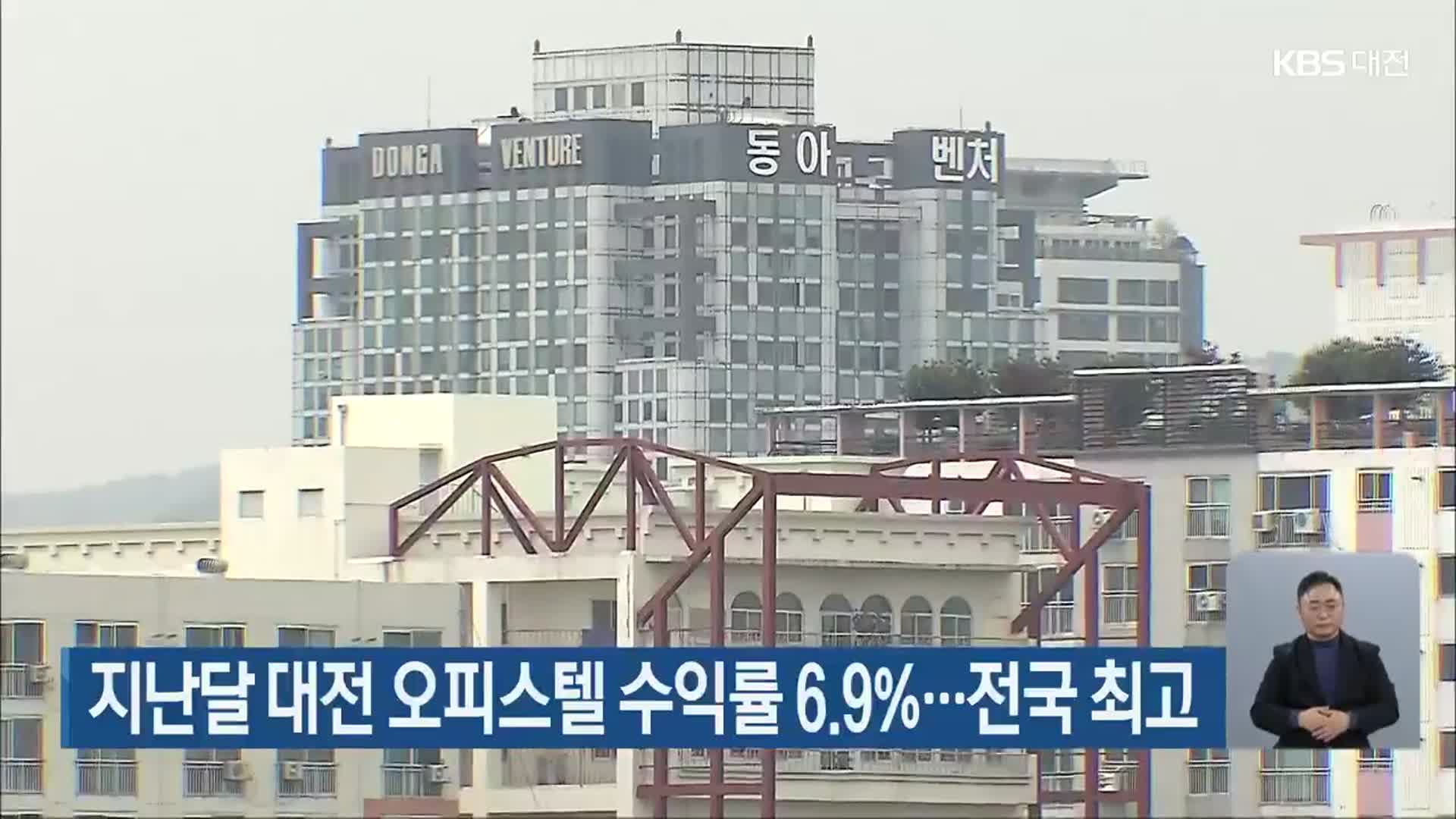 지난달 대전 오피스텔 수익률 6.9%…전국 최고