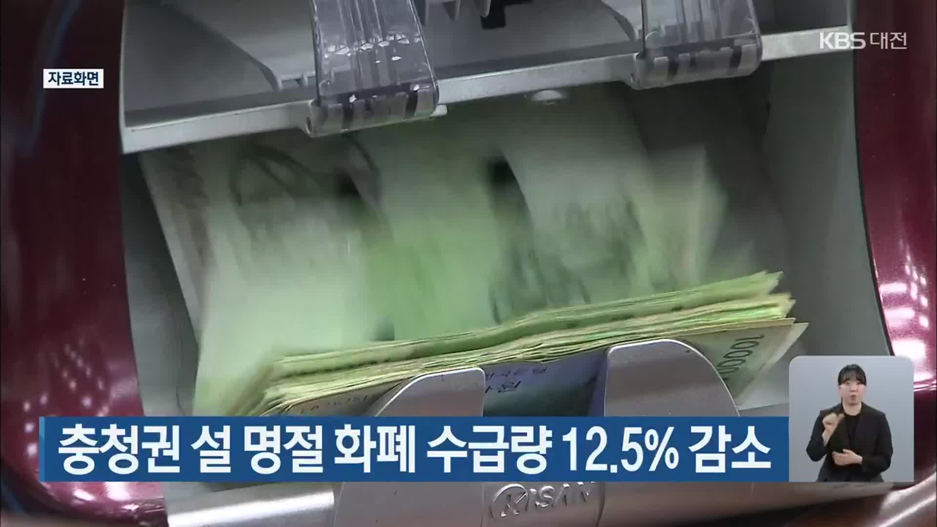 충청권 설 명절 화폐 수급량 12.5% 감소