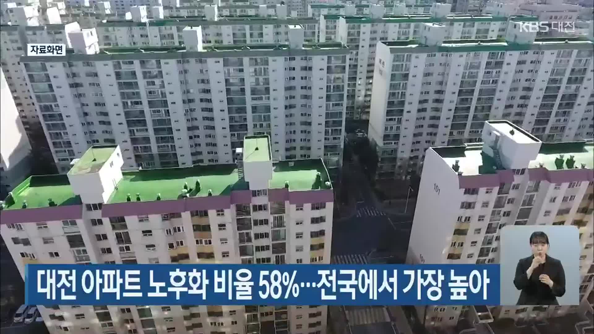 대전 아파트 노후화 비율 58%…전국에서 가장 높아