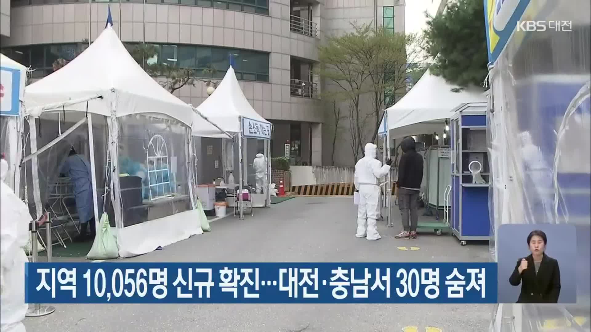 대전·세종·충남 10,056명 신규 확진…대전·충남서 30명 숨져