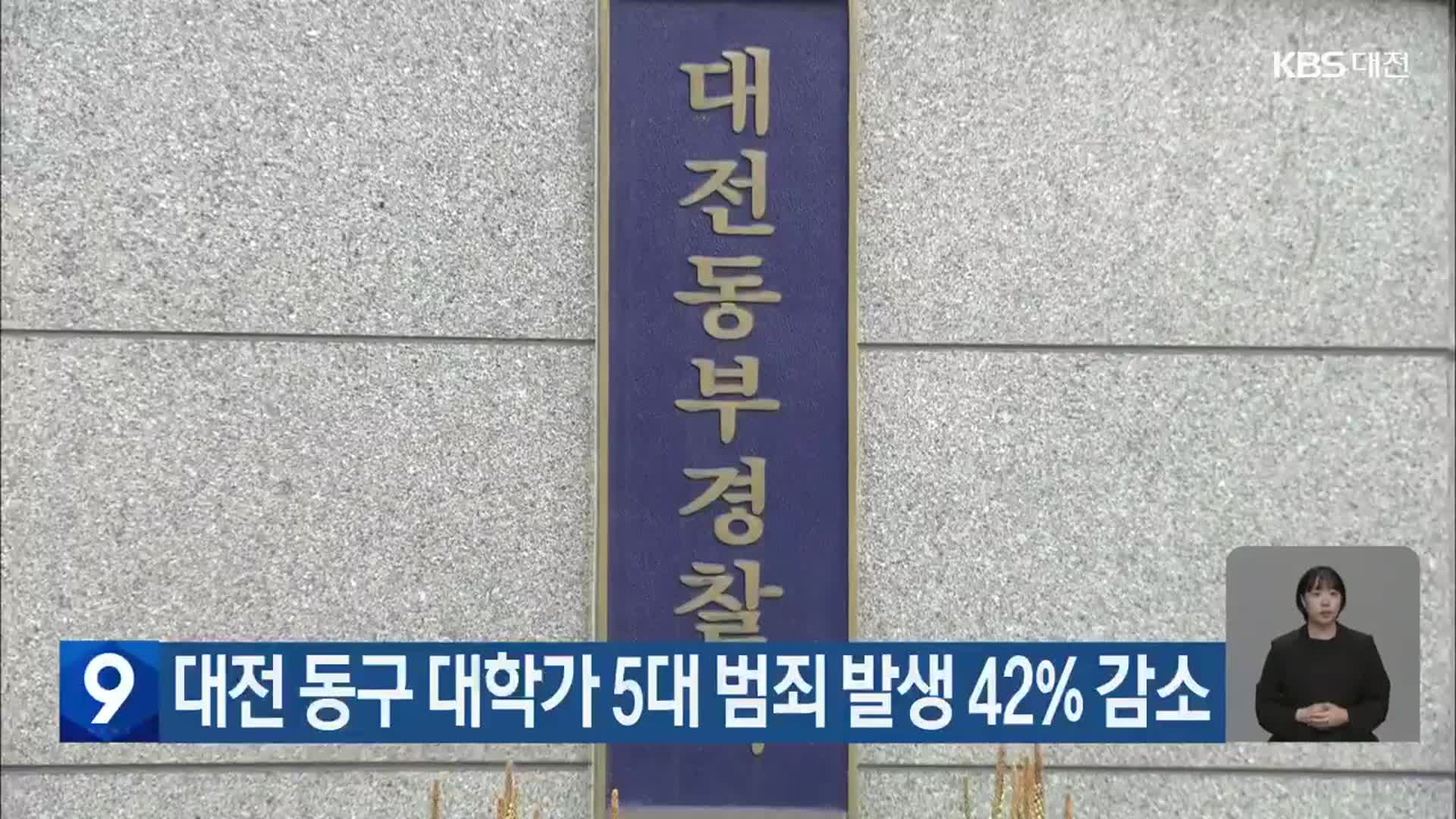 대전 동구 대학가 5대 범죄 발생 42% 감소