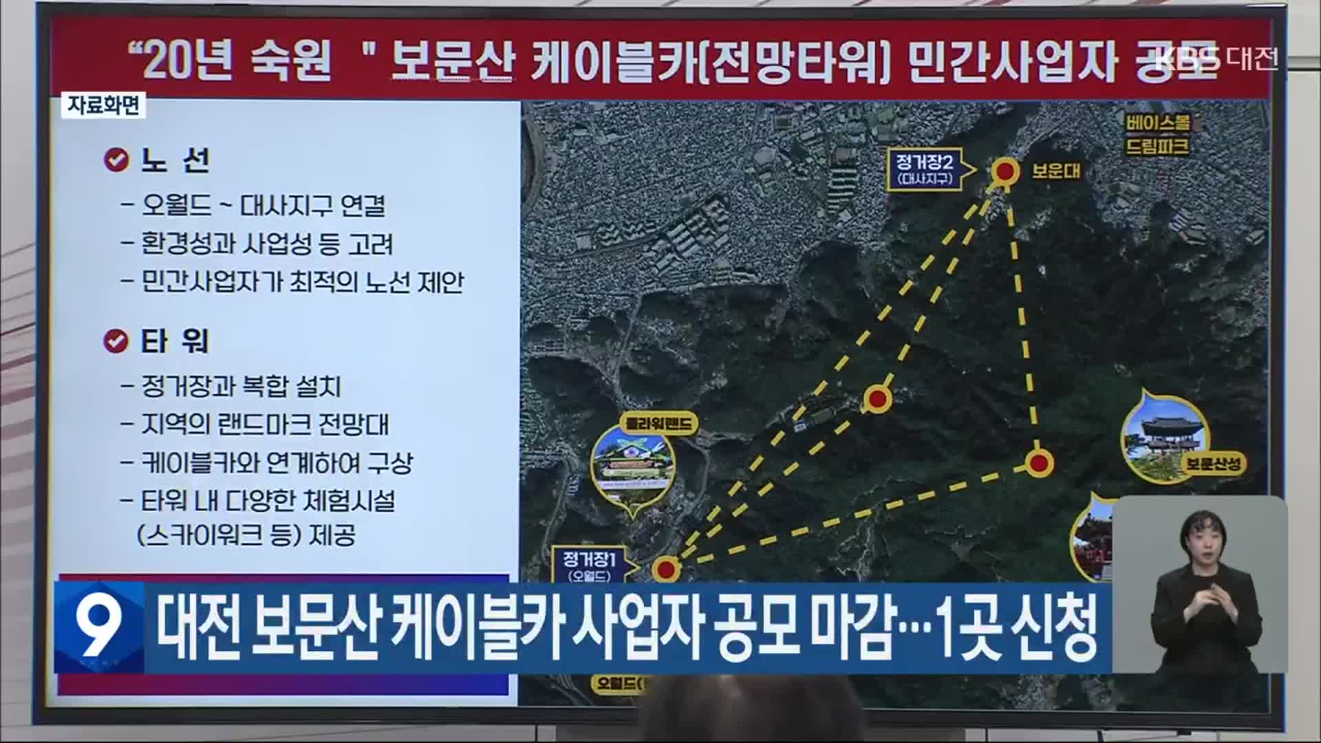 대전 보문산 케이블카 사업자 공모 마감…1곳 신청