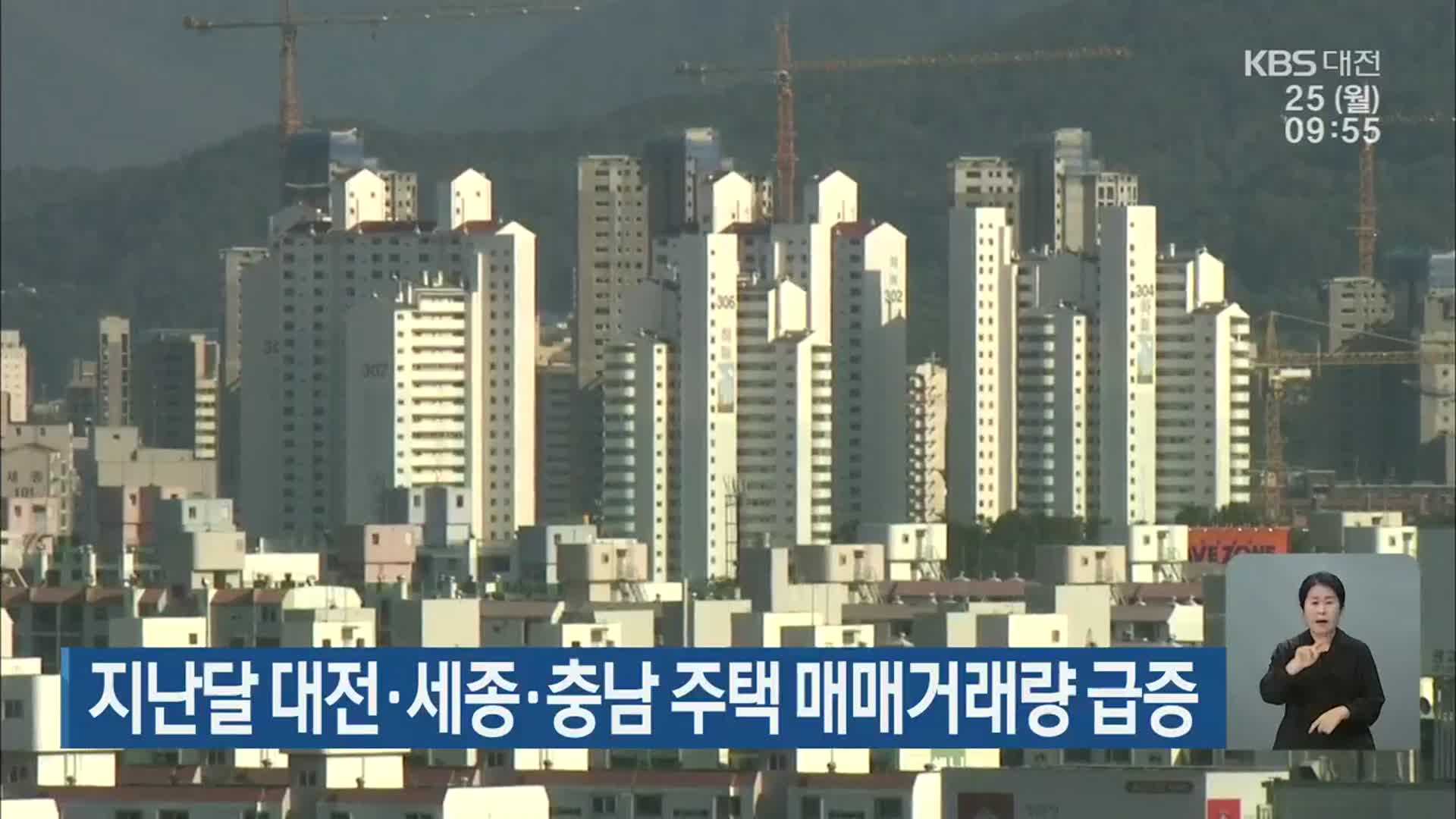 지난달 대전·세종·충남 주택 매매거래량 급증